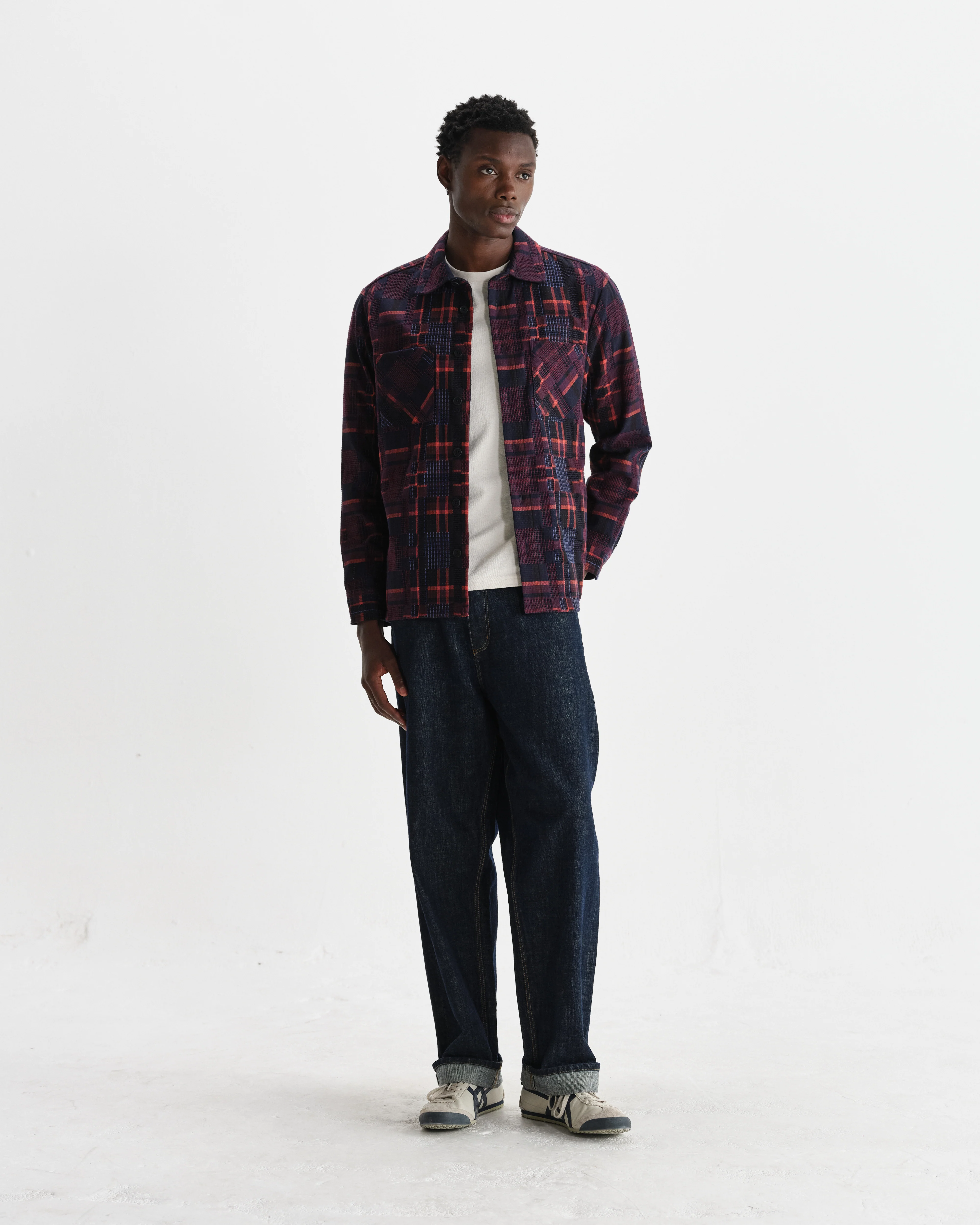 Whiting - Burgundy And Multicolour Glitch Check Overshirt - Image 4