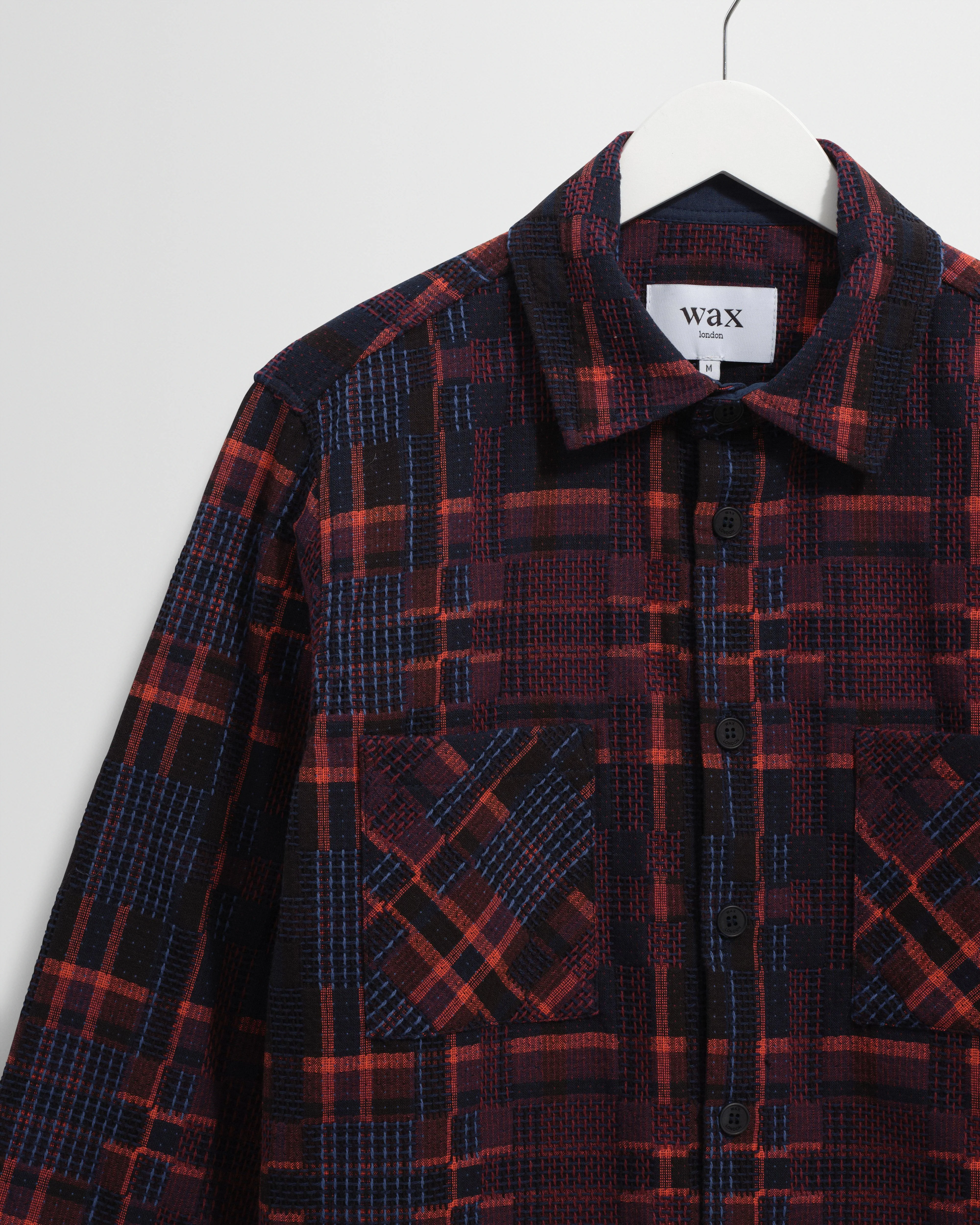 Whiting - Burgundy And Multicolour Glitch Check Overshirt - Image 7