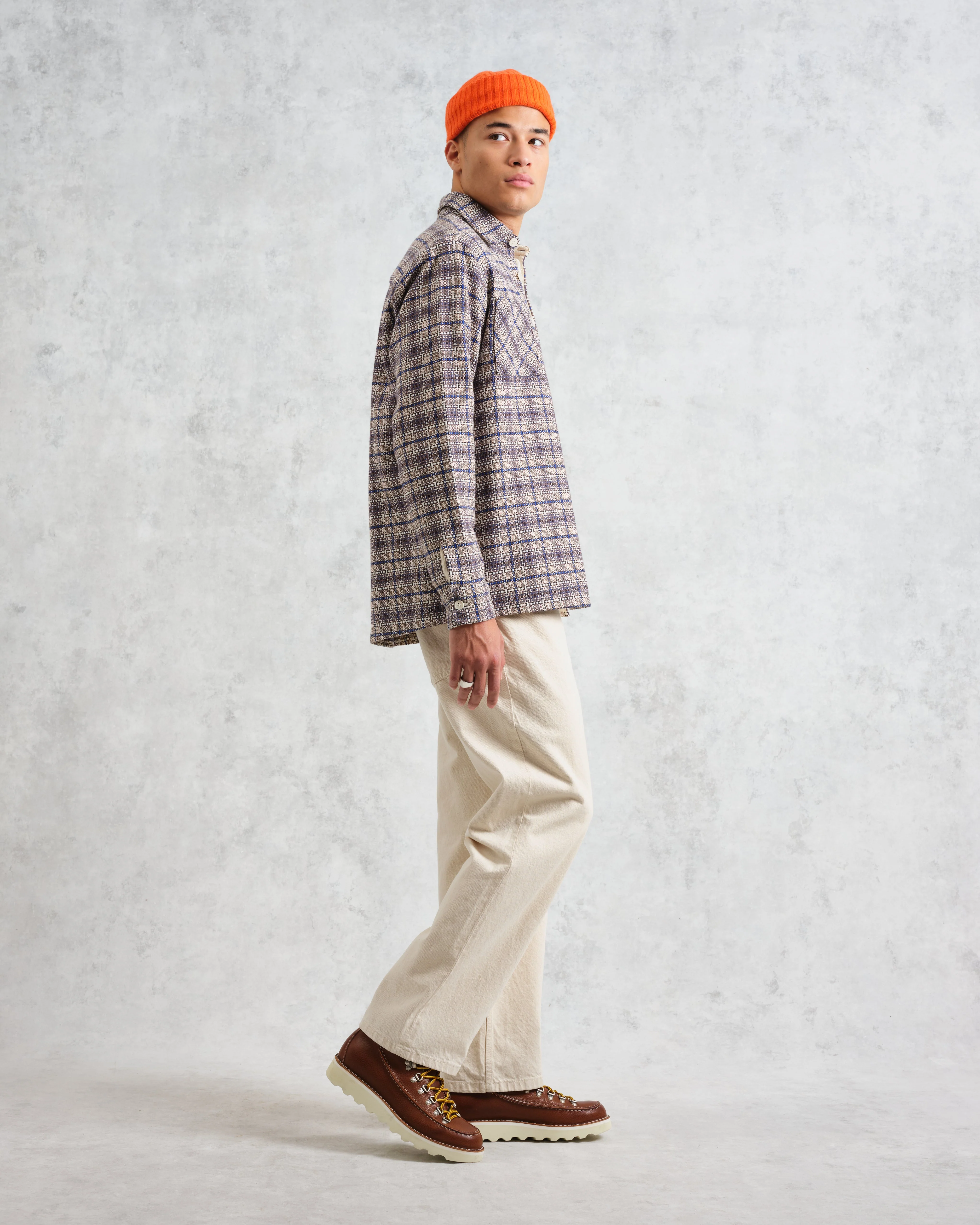 Whiting - Ecru And Blue Basket Check Overshirt - Image 5