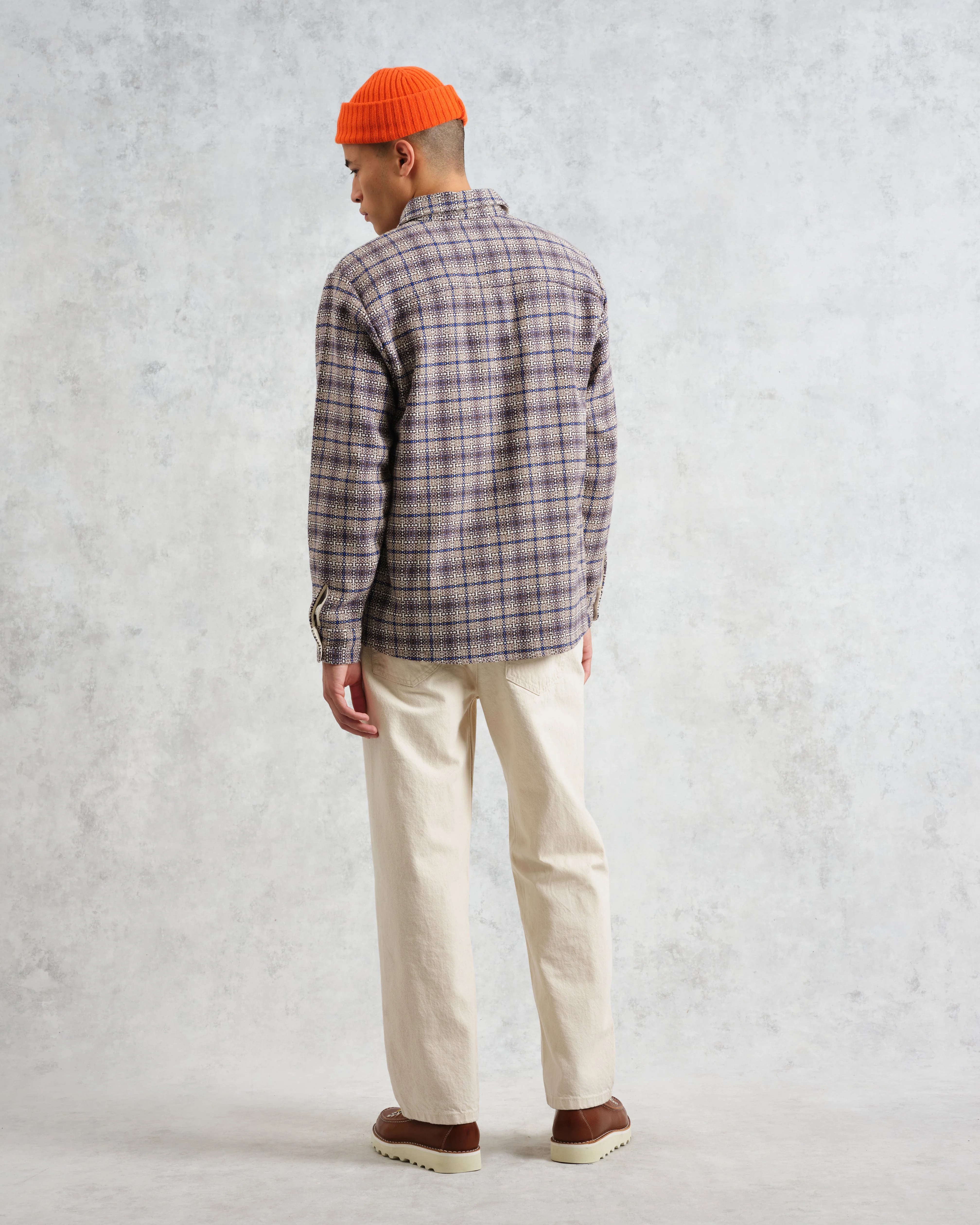 Whiting - Ecru And Blue Basket Check Overshirt - Image 6