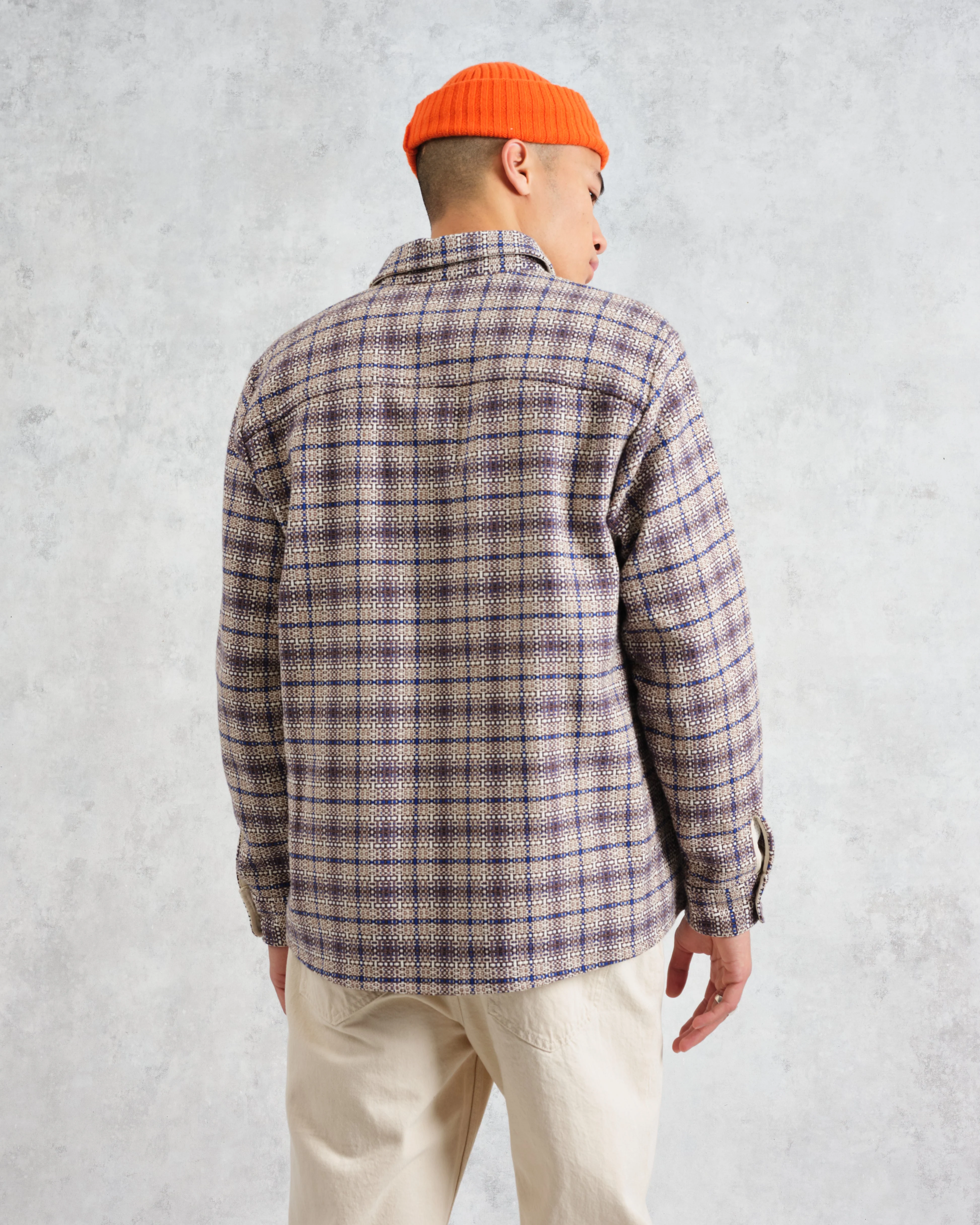 Whiting - Ecru And Blue Basket Check Overshirt - Image 7
