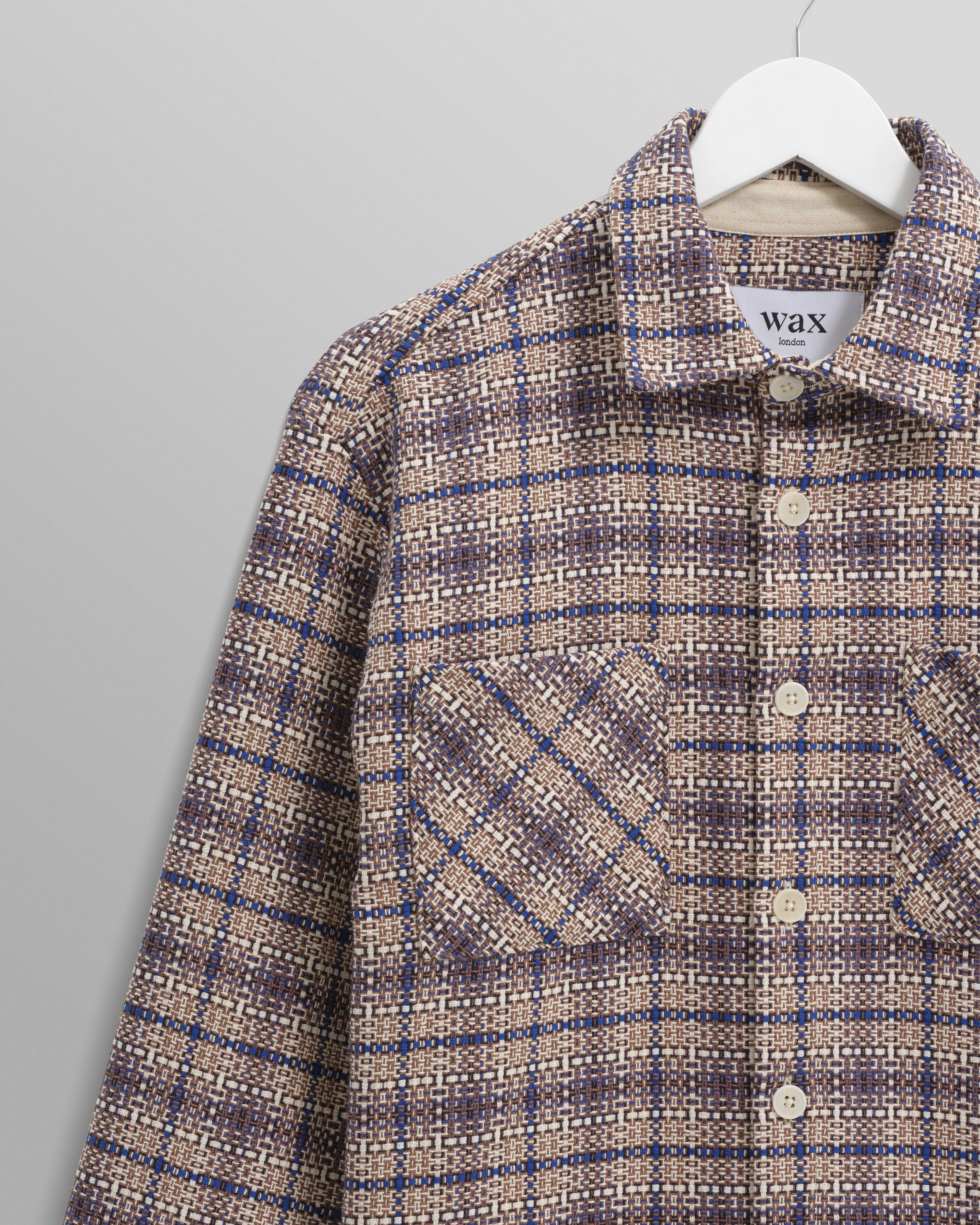 Whiting - Ecru And Blue Basket Check Overshirt - Image 8