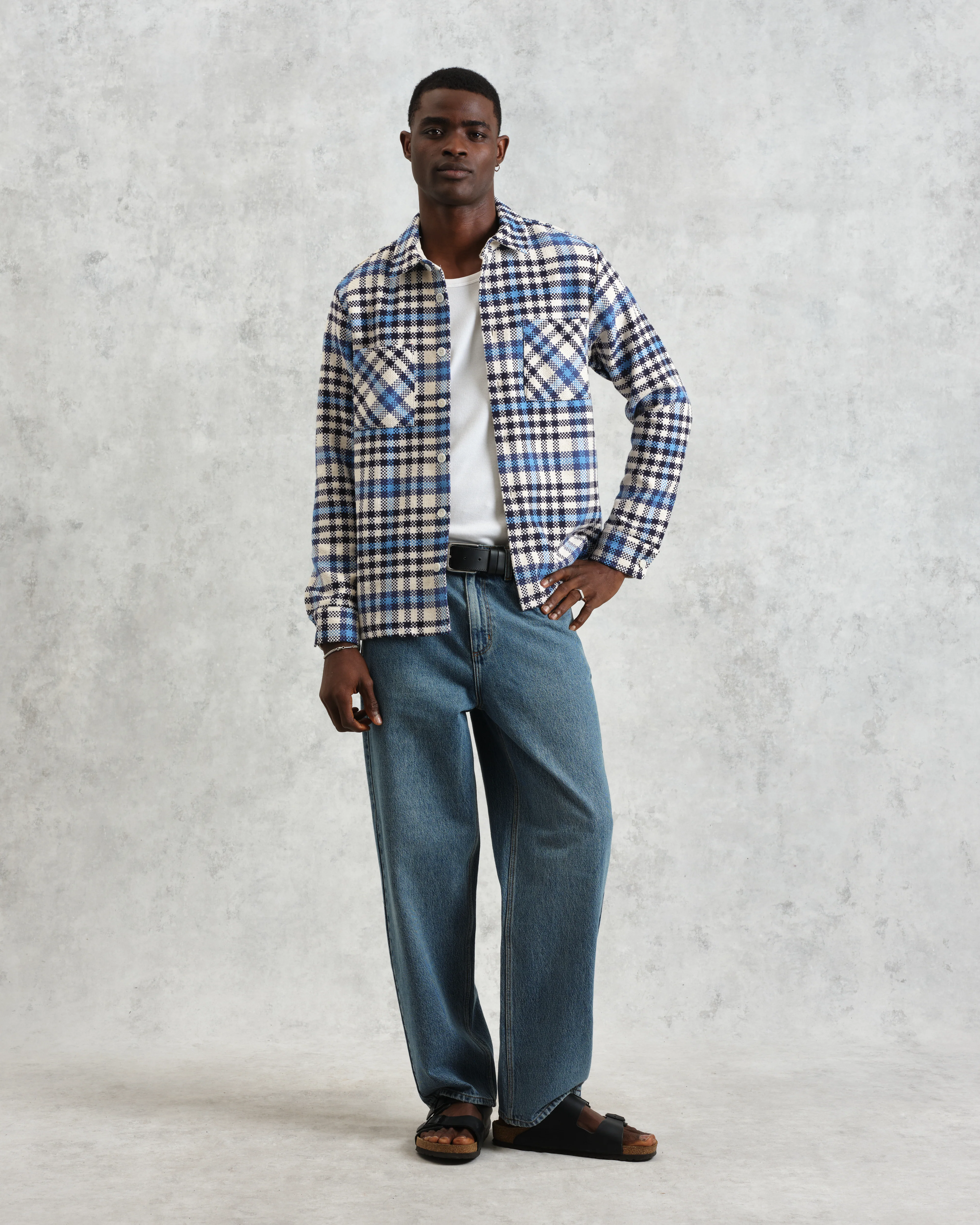 Whiting - Ecru And Blue Strand Check Overshirt - Image 4