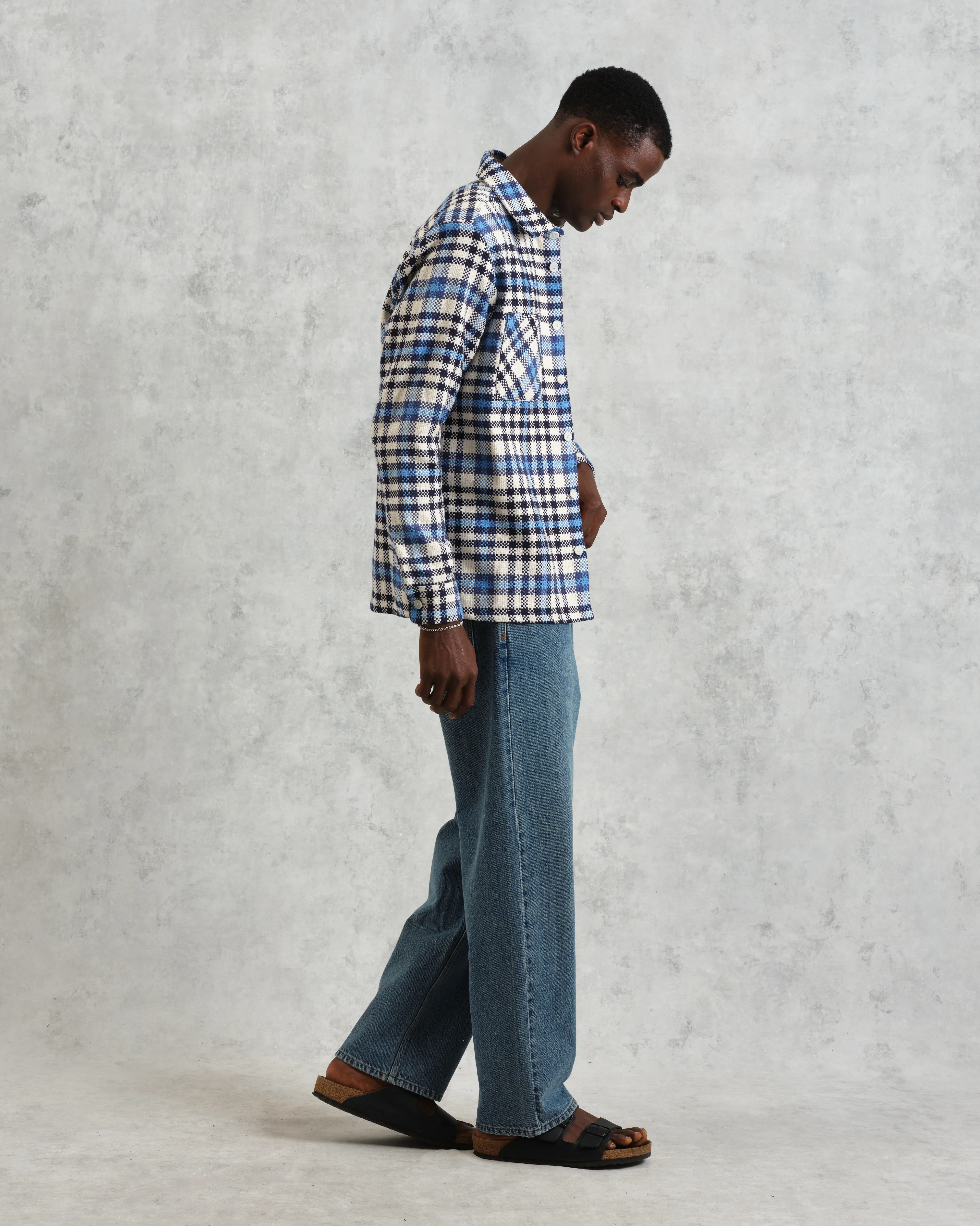 Whiting - Ecru And Blue Strand Check Overshirt - Image 5