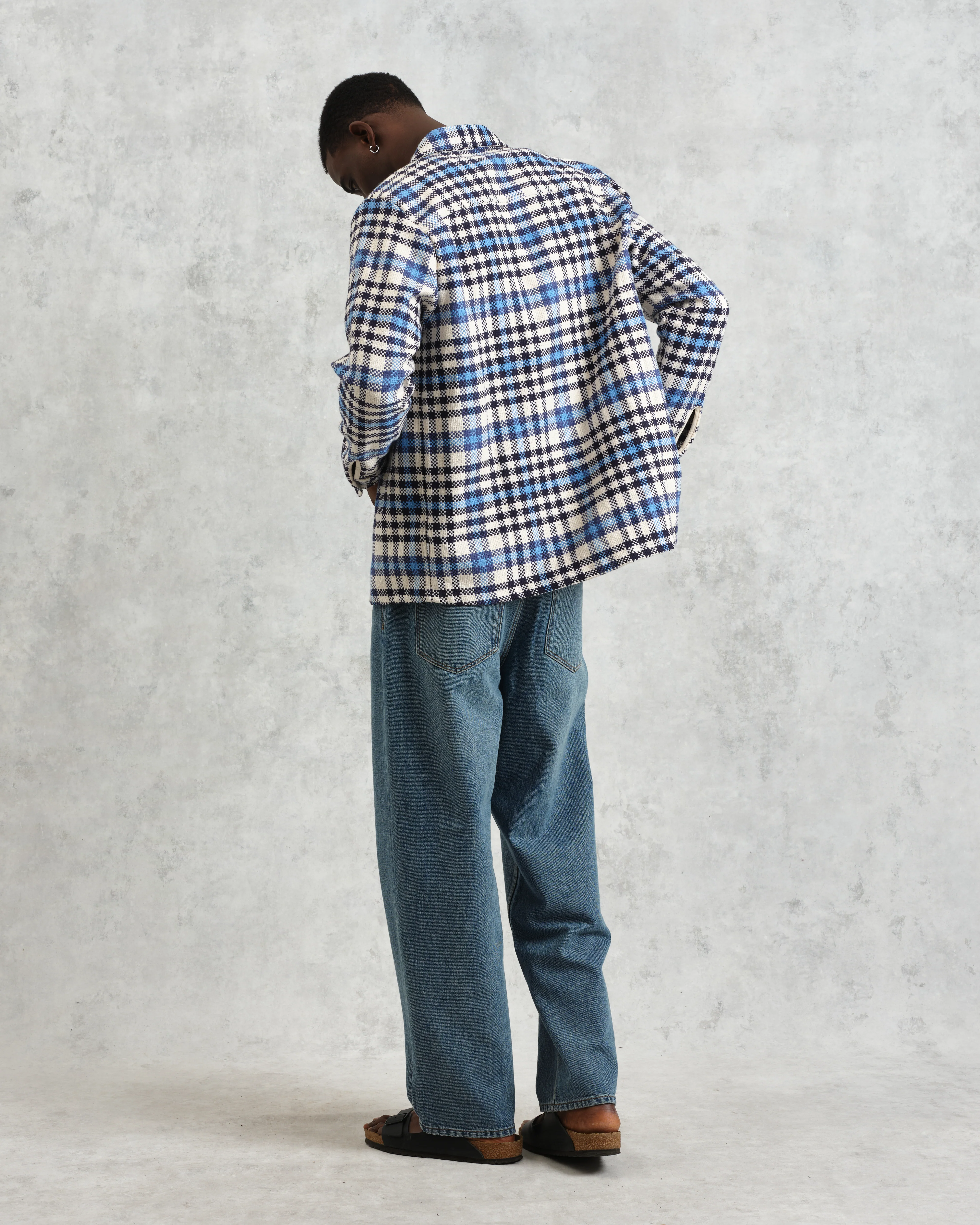 Whiting - Ecru And Blue Strand Check Overshirt - Image 6
