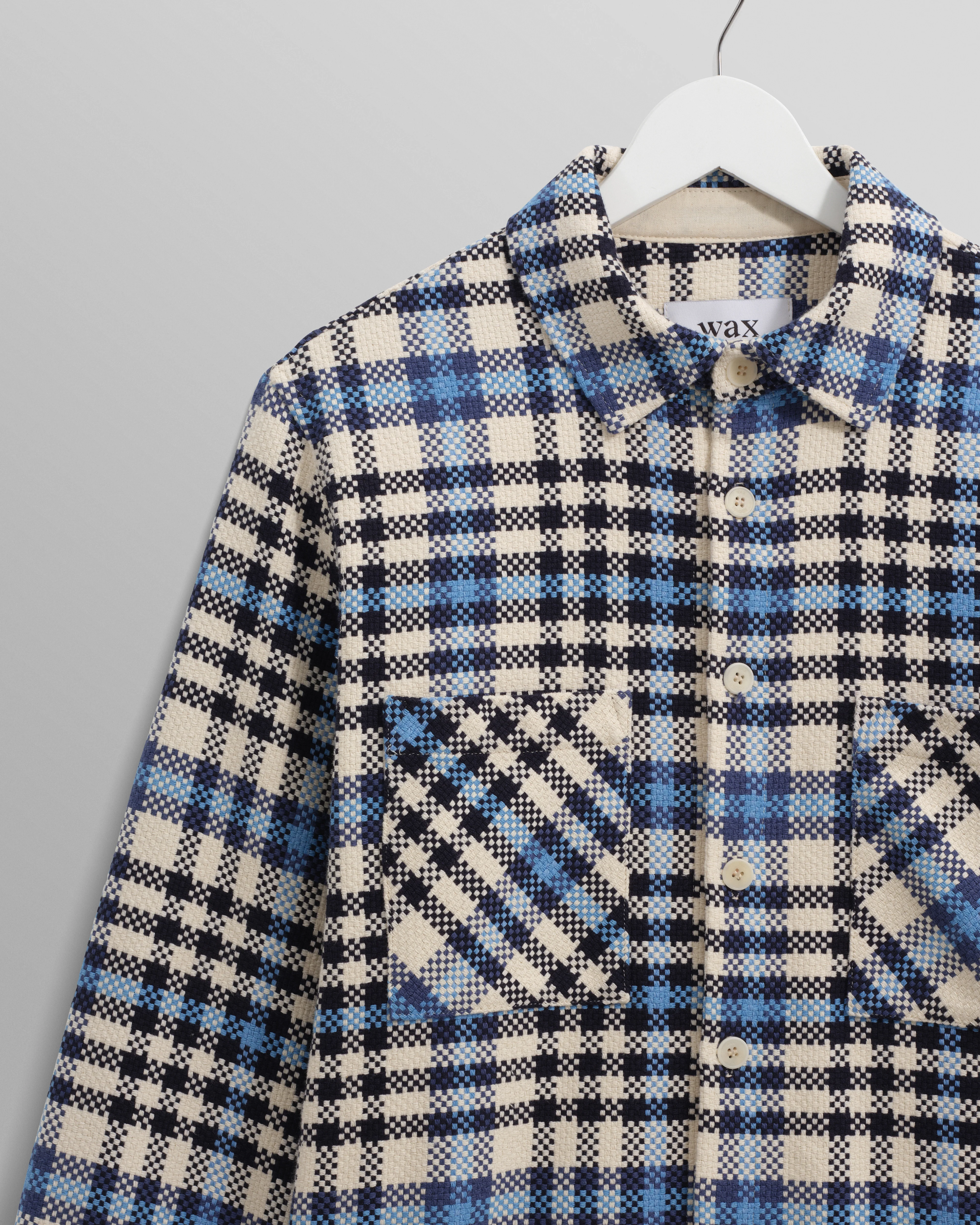 Whiting - Ecru And Blue Strand Check Overshirt - Image 7