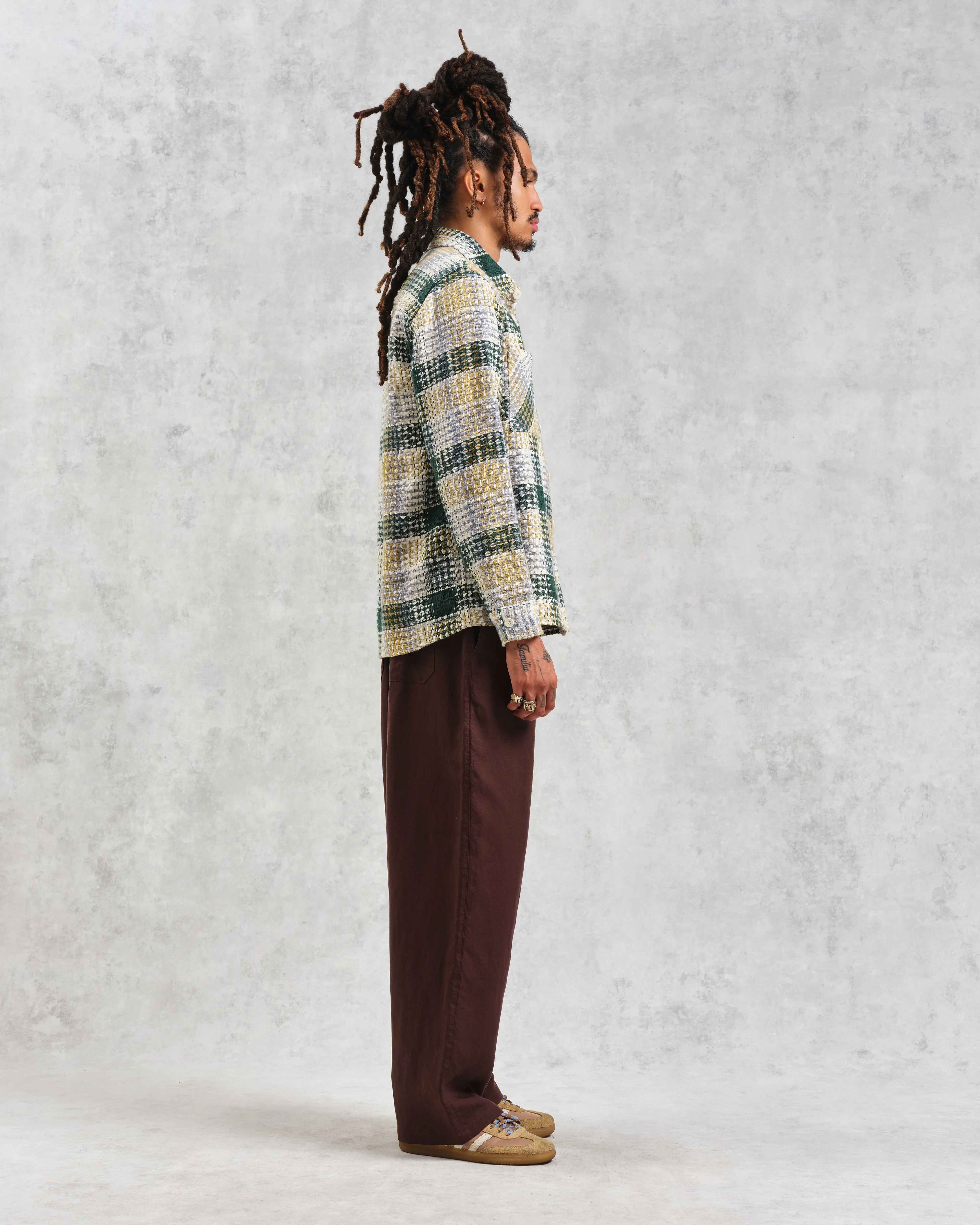 Whiting - Ecru And Green Addle Check Overshirt - Image 5