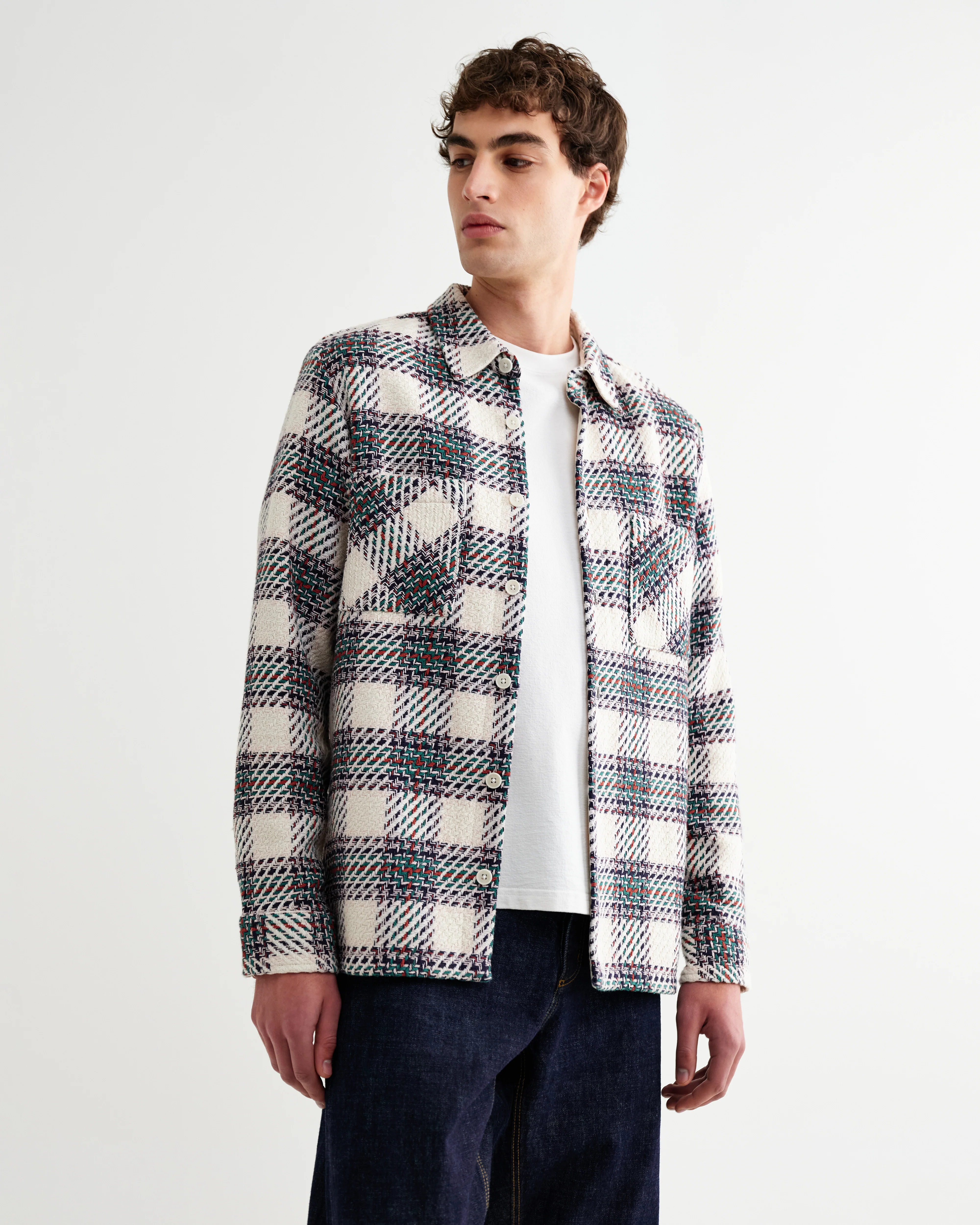 Whiting - Ecru And Green Hutton Check Overshirt - Image 2