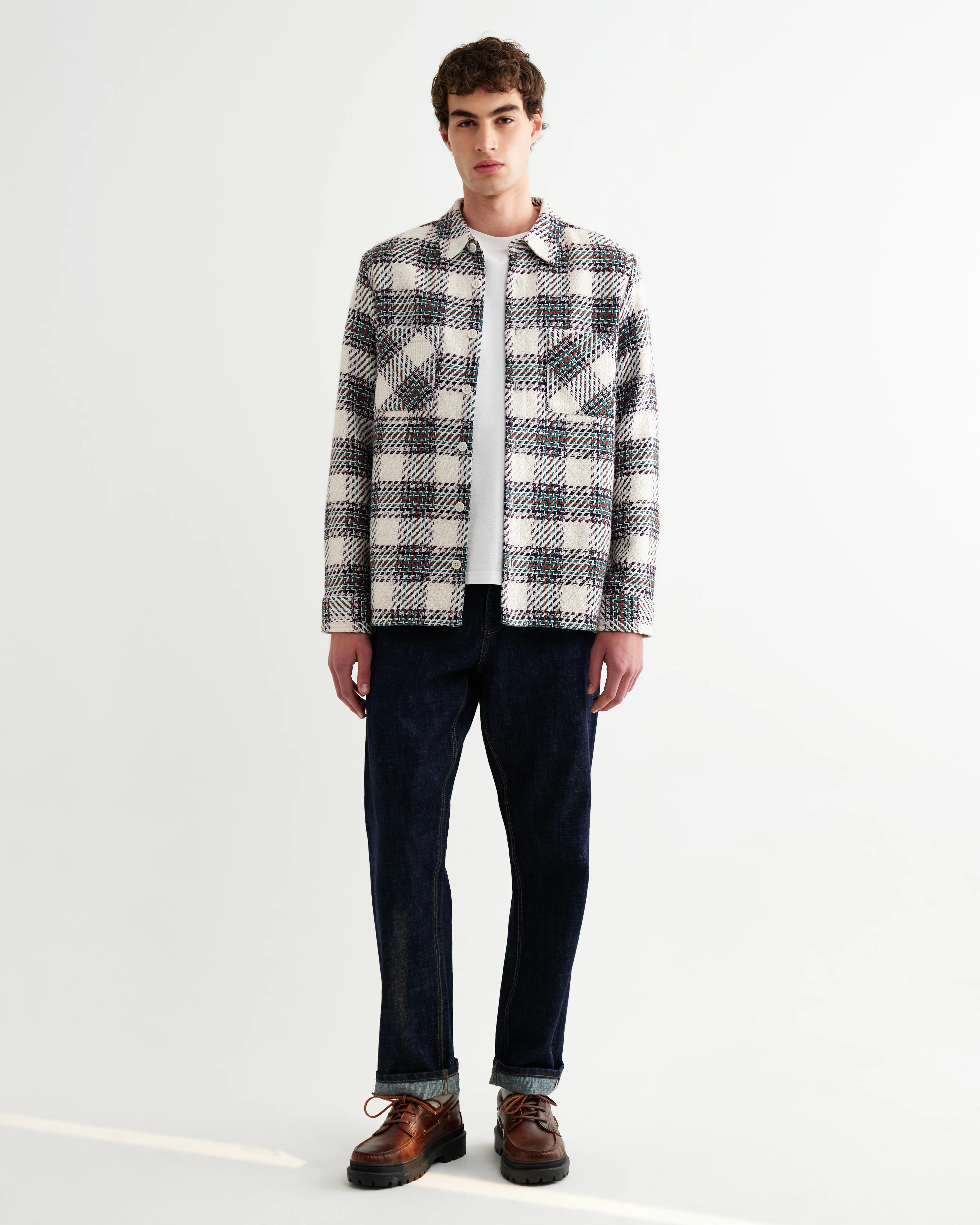 Whiting - Ecru And Green Hutton Check Overshirt - Image 4
