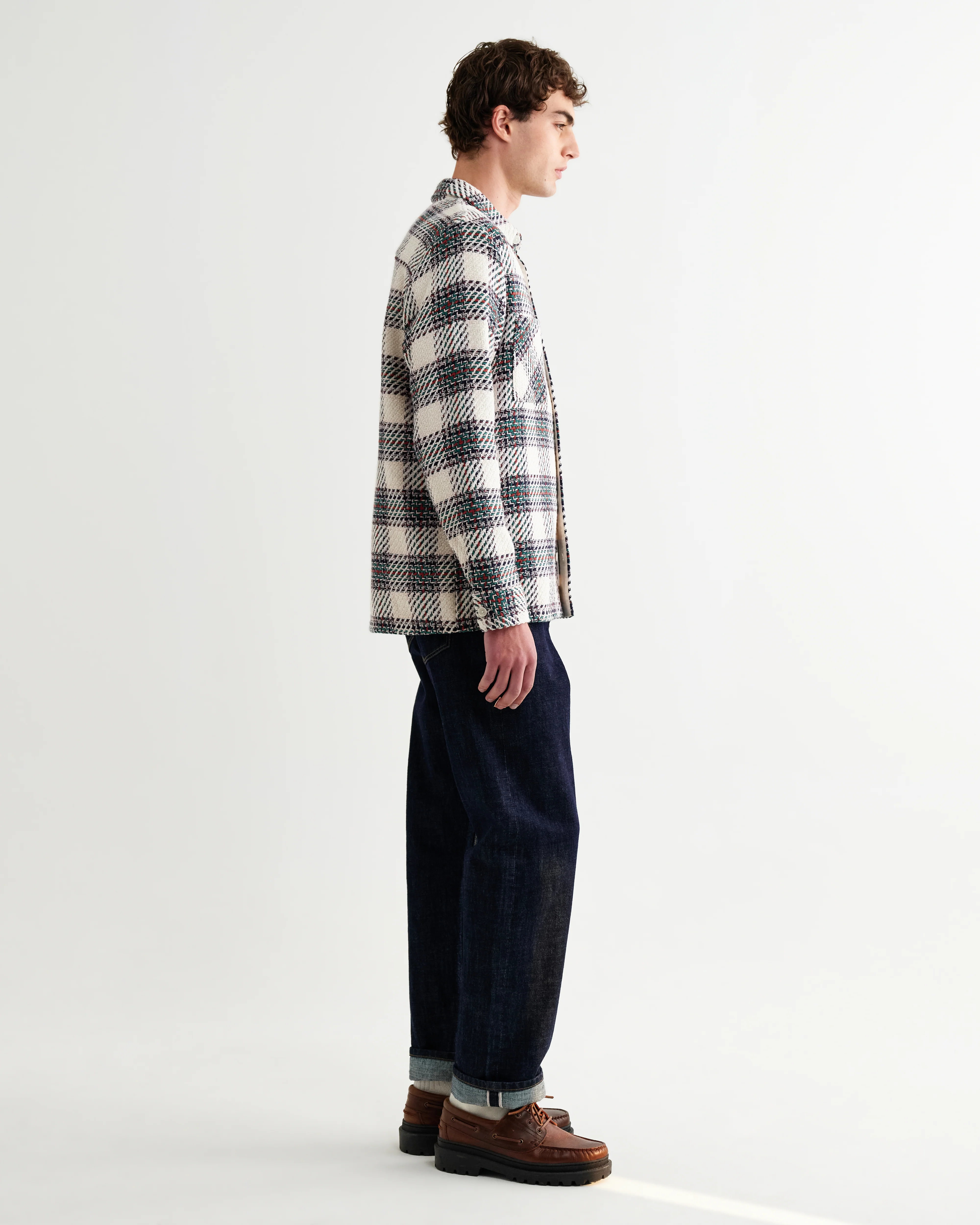 Whiting - Ecru And Green Hutton Check Overshirt - Image 5