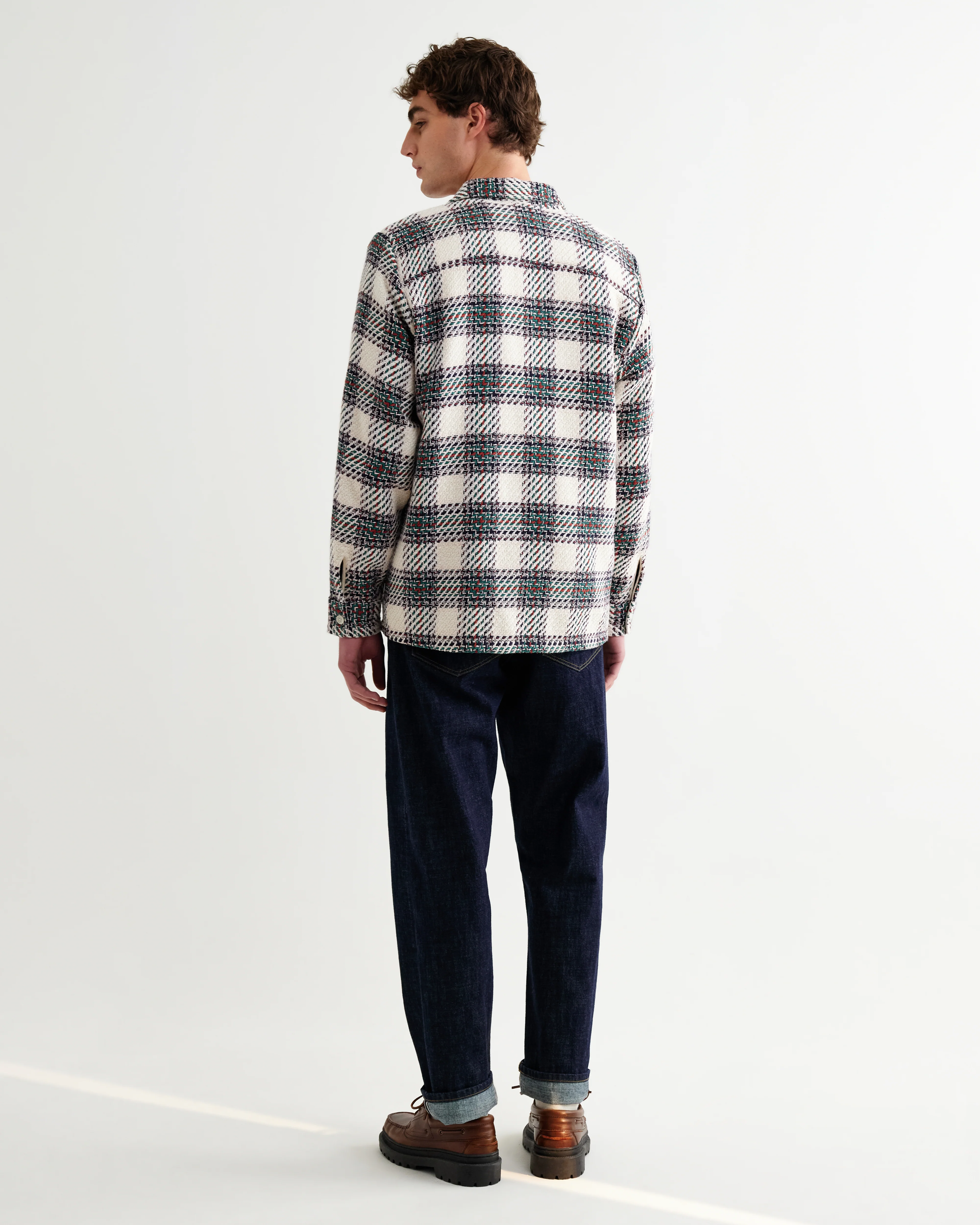 Whiting - Ecru And Green Hutton Check Overshirt - Image 6