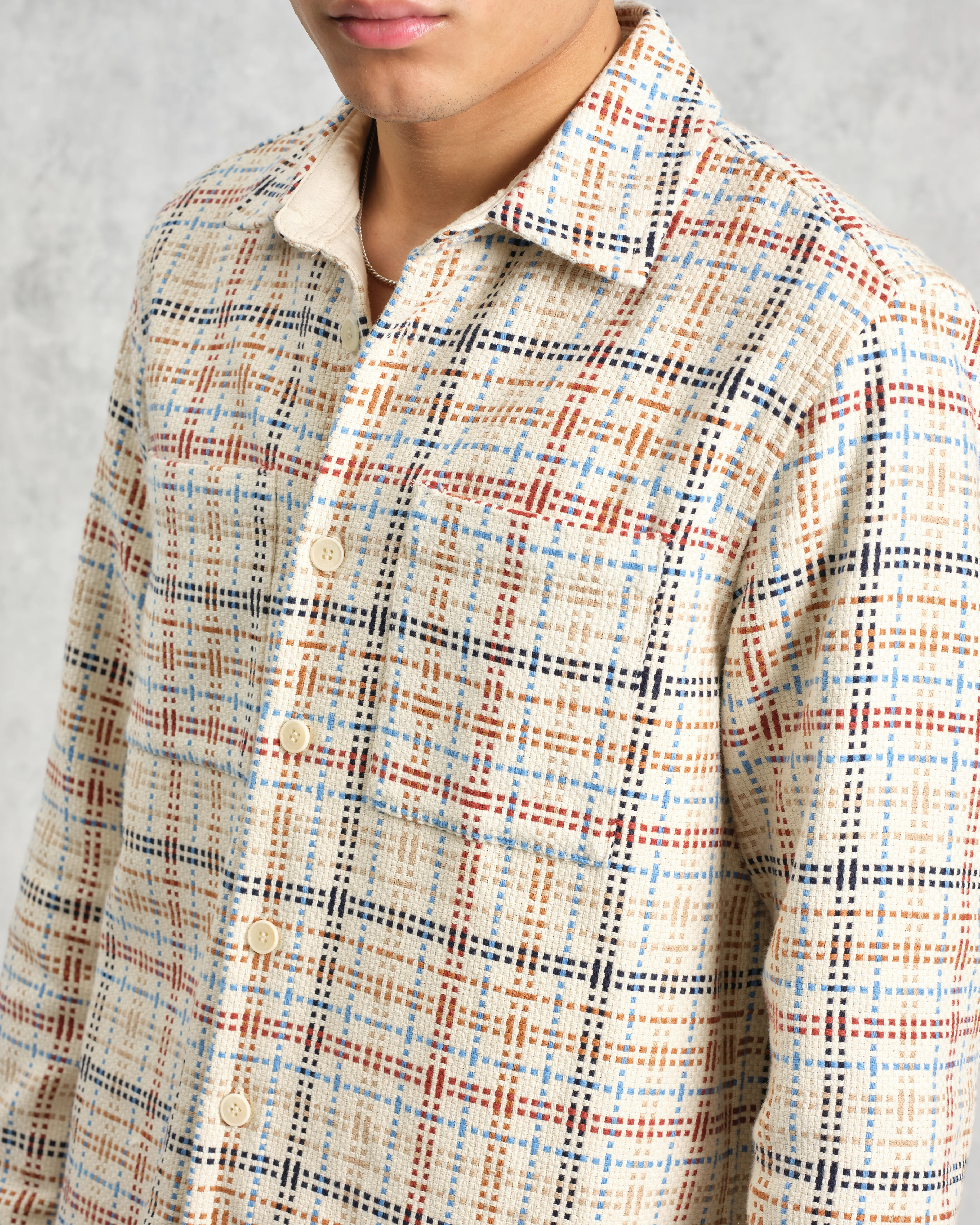 Whiting - Ecru And Multicolour Yard Check Overshirt - Image 4