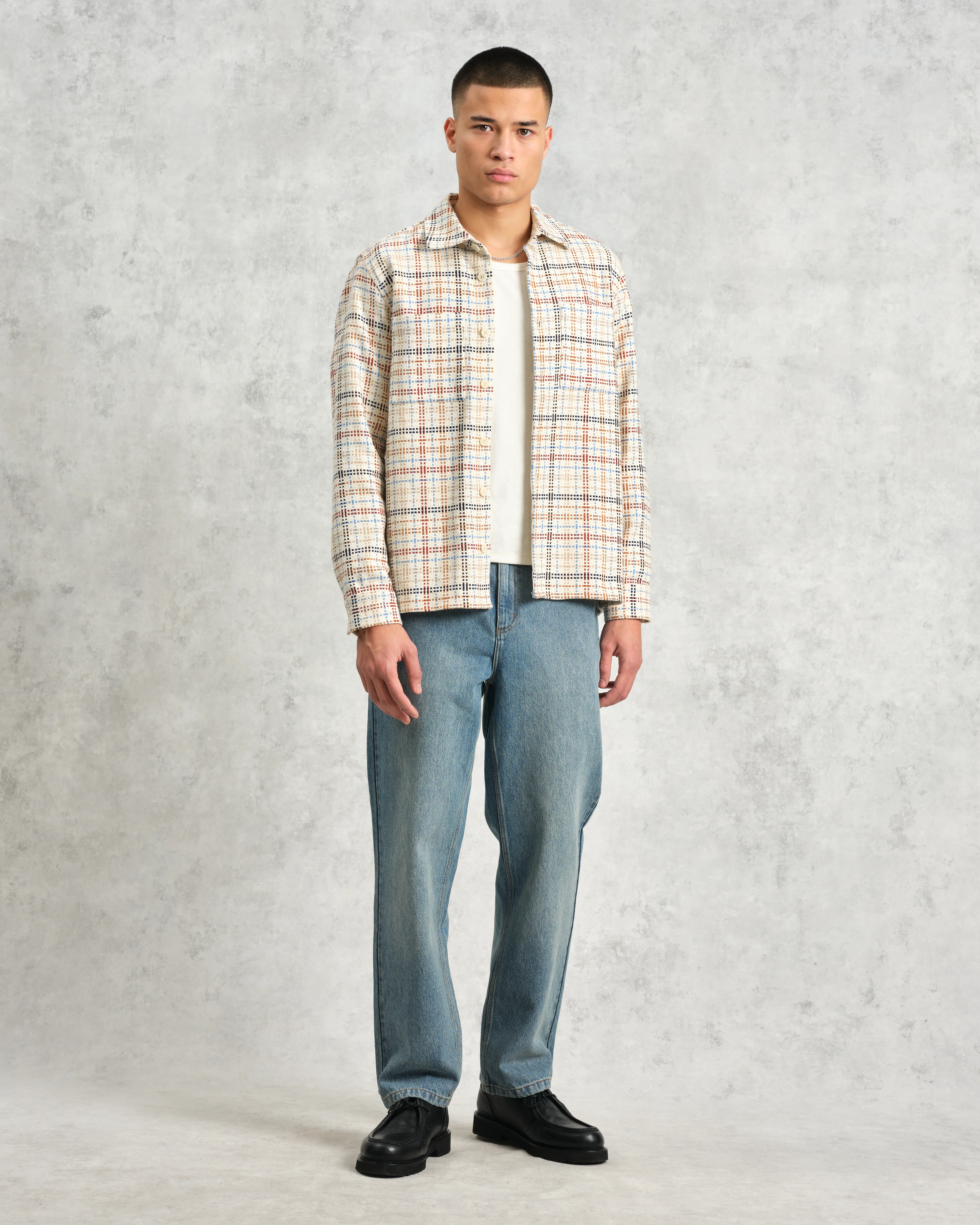 Whiting - Ecru And Multicolour Yard Check Overshirt - Image 5