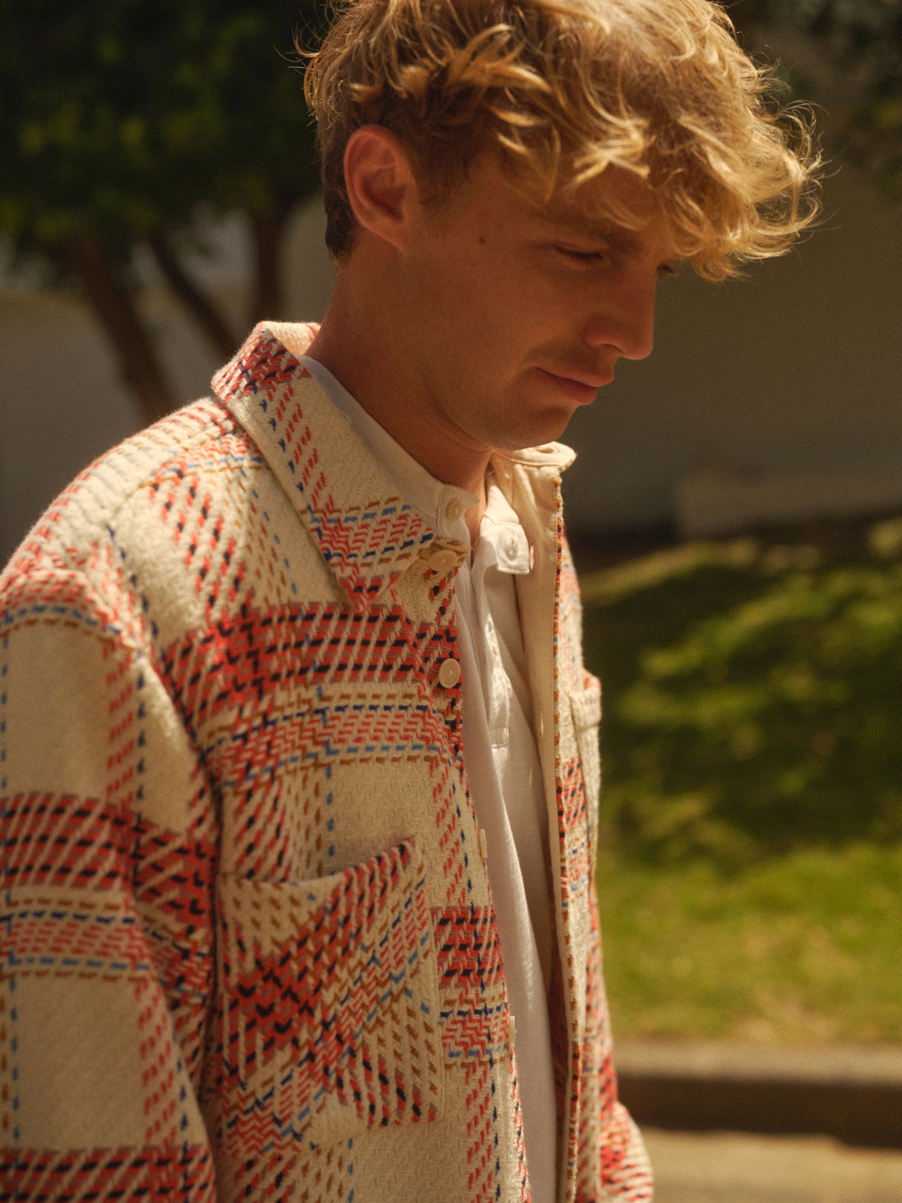 Whiting - Ecru And Red Plaid Weave Overshirt - Image 3