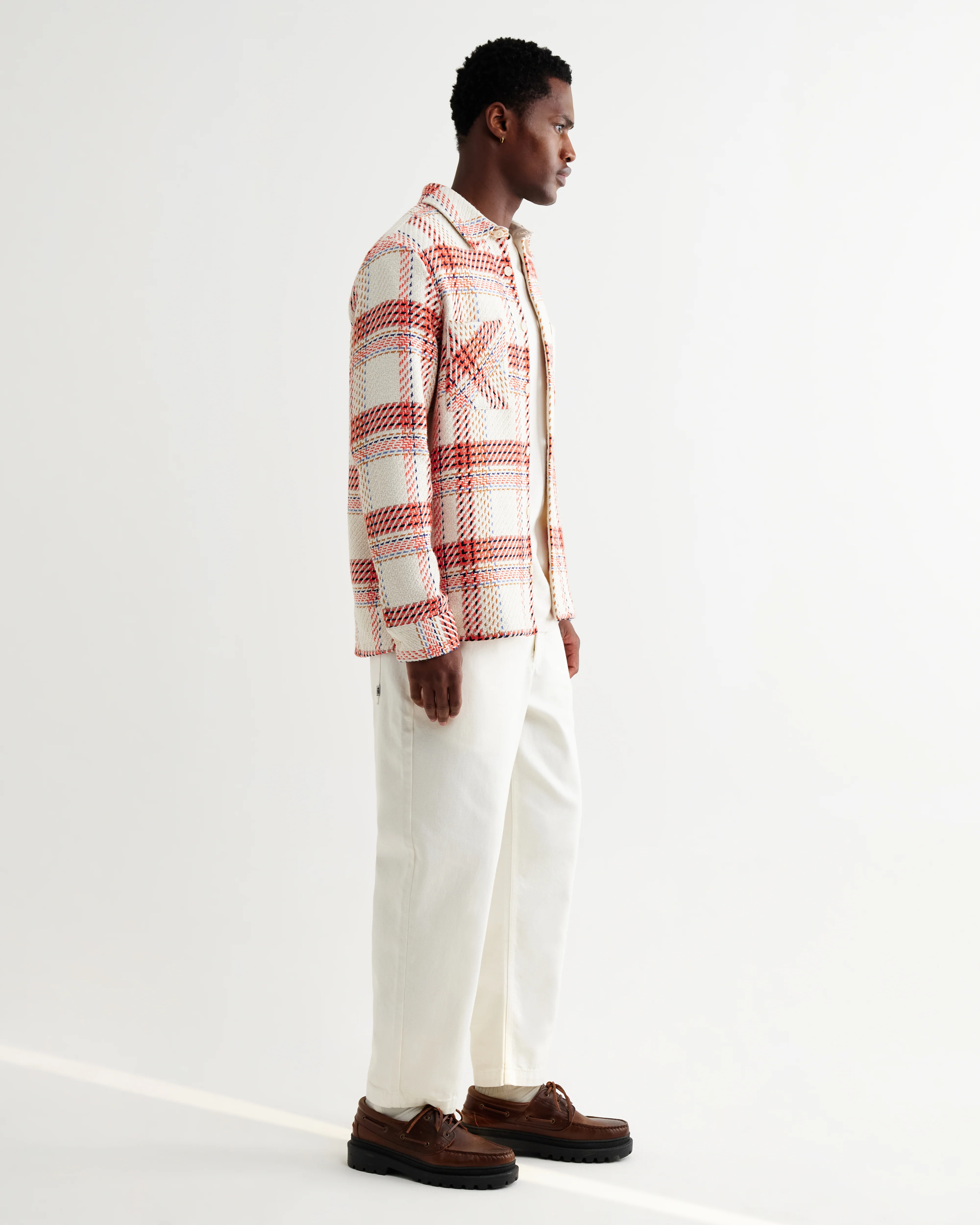 Whiting - Ecru And Red Plaid Weave Overshirt - Image 6