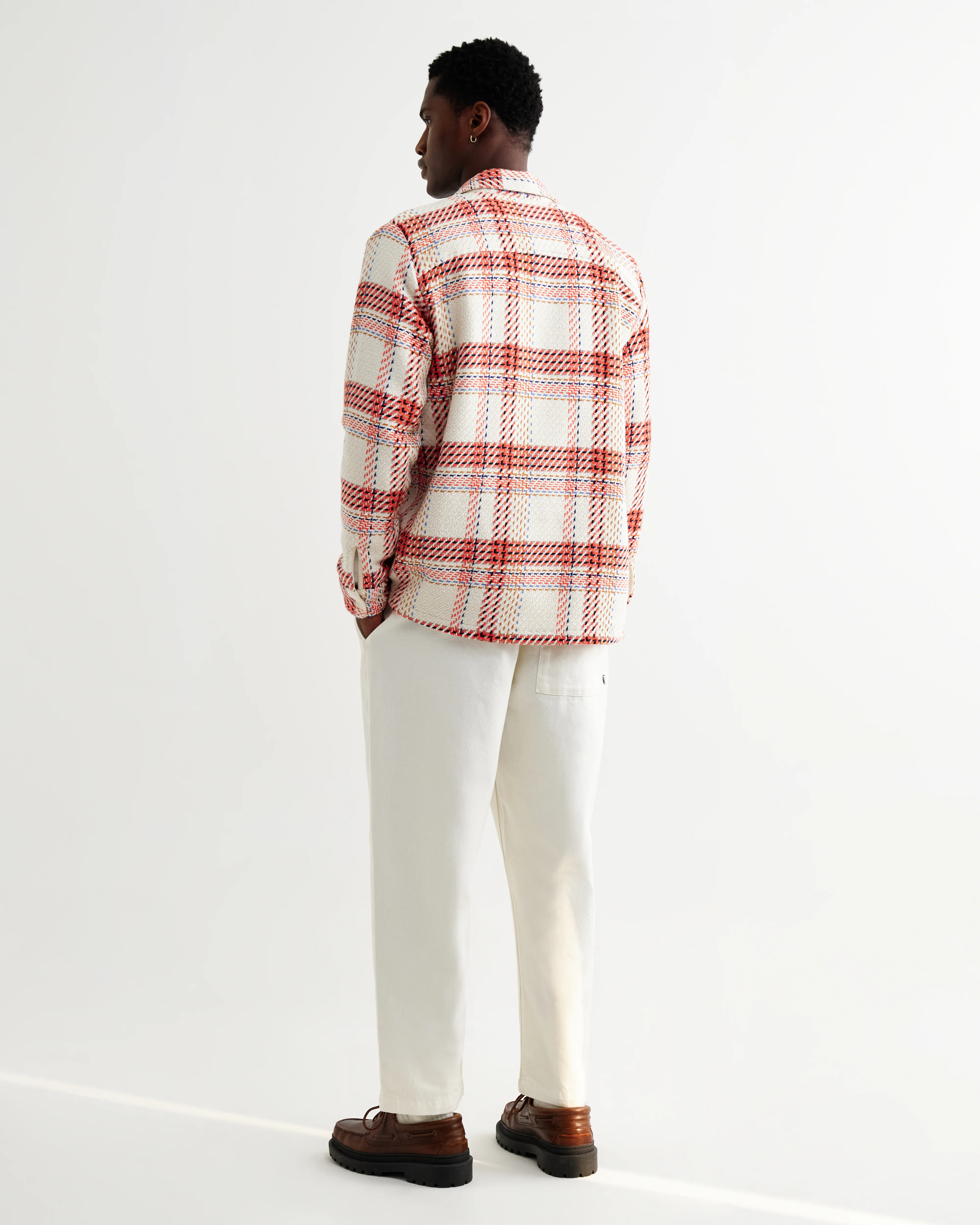 Whiting - Ecru And Red Plaid Weave Overshirt - Image 7