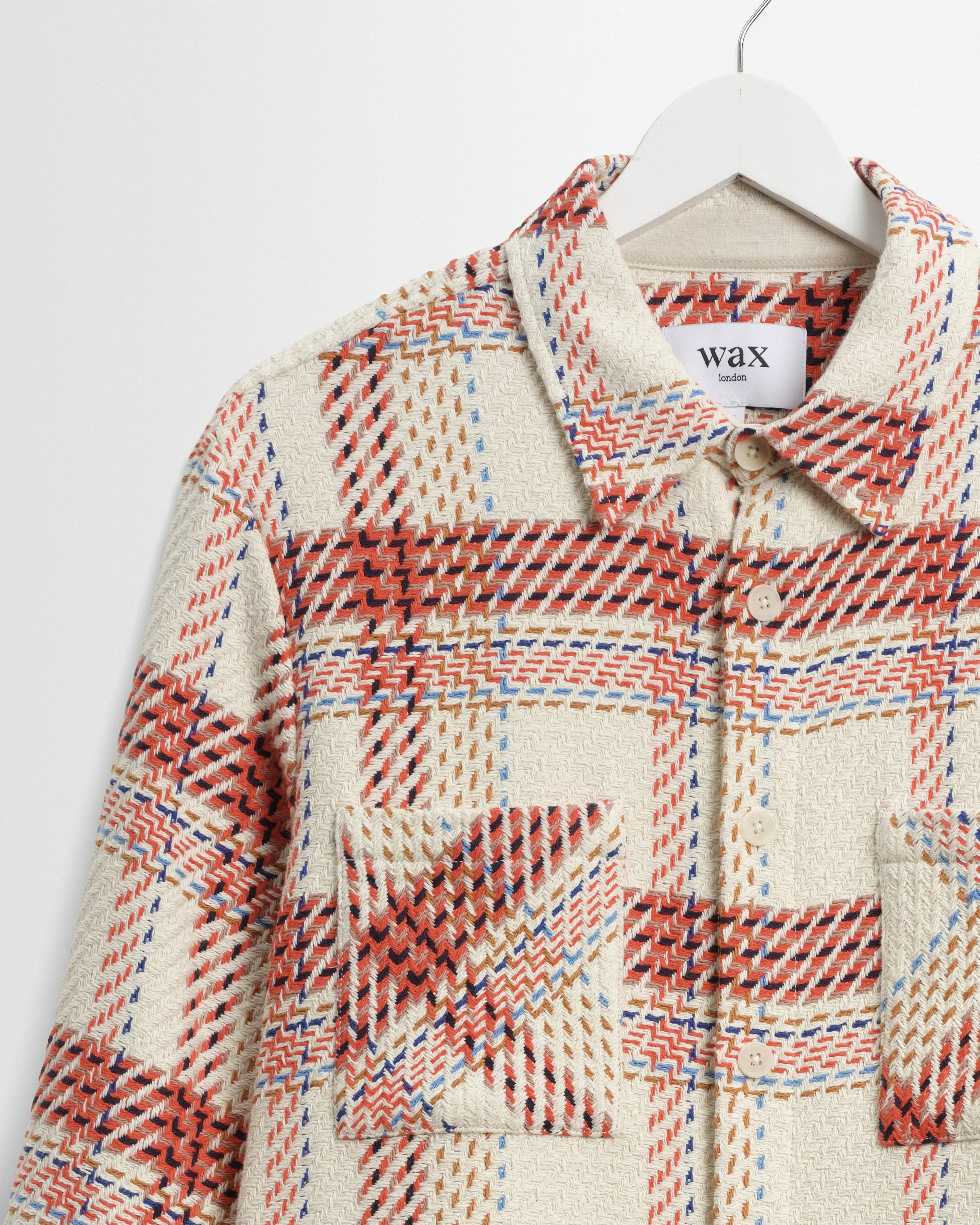 Whiting - Ecru And Red Plaid Weave Overshirt - Image 8