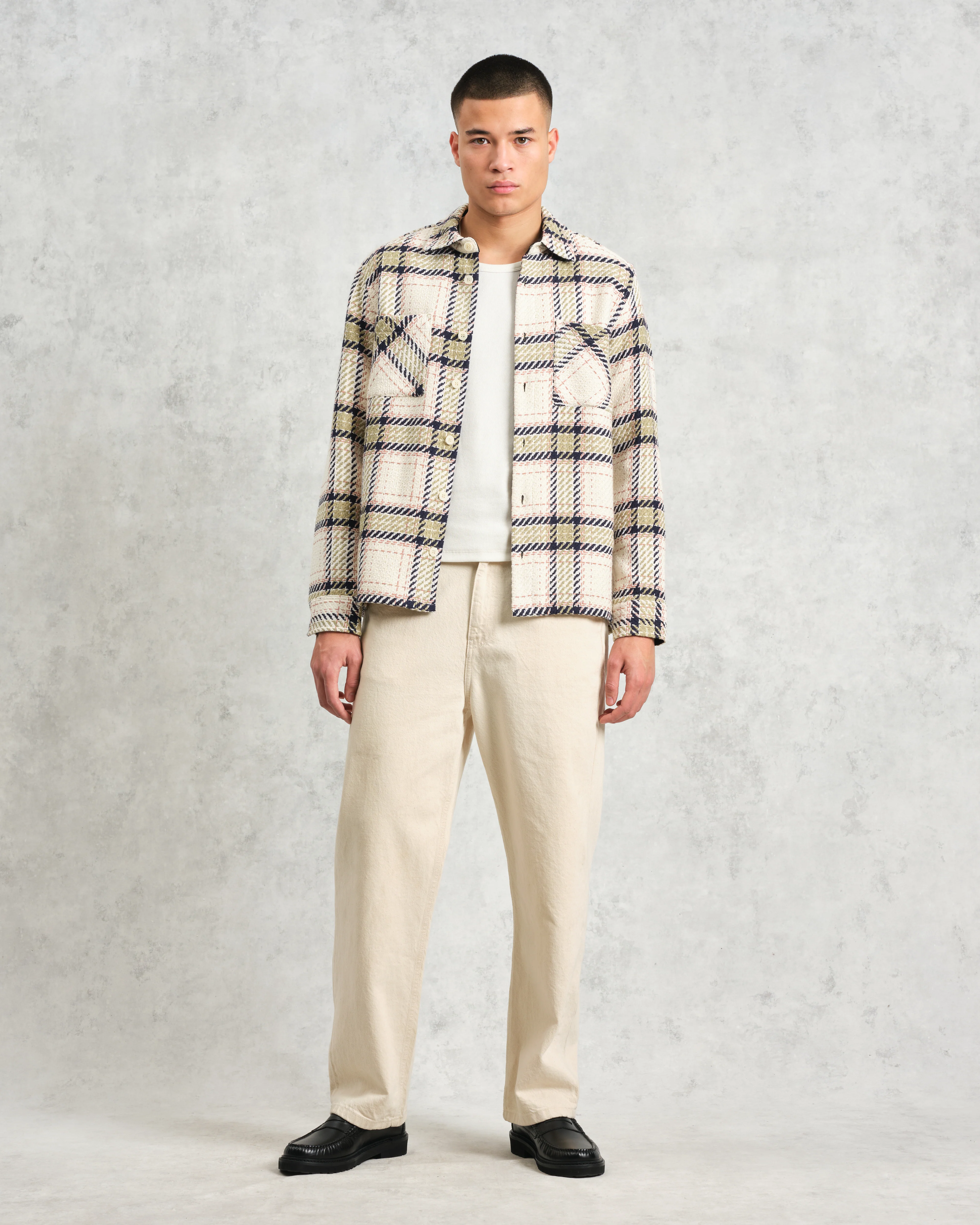 Whiting - Ecru And Sage Harp Check Overshirt - Image 4