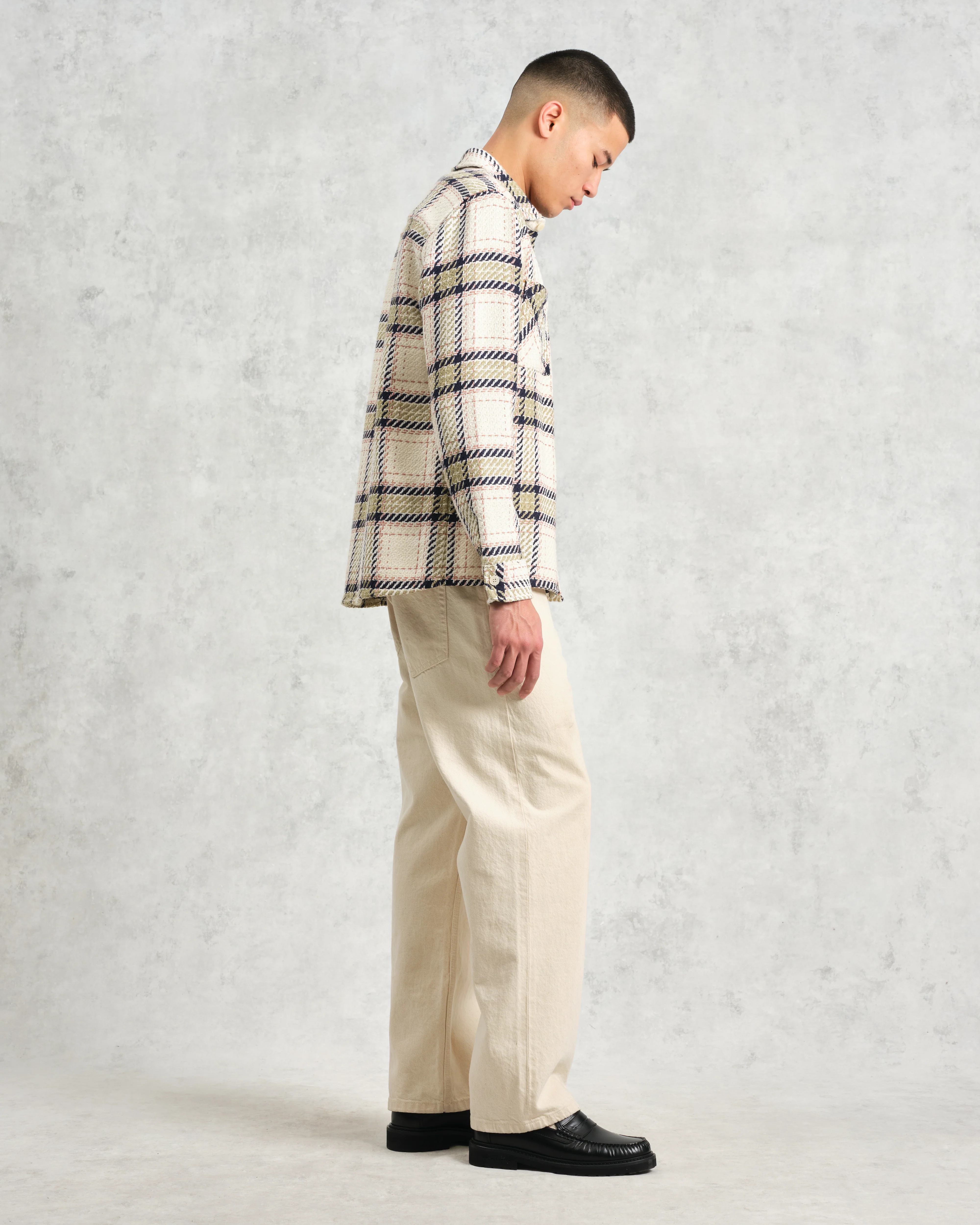 Whiting - Ecru And Sage Harp Check Overshirt - Image 5