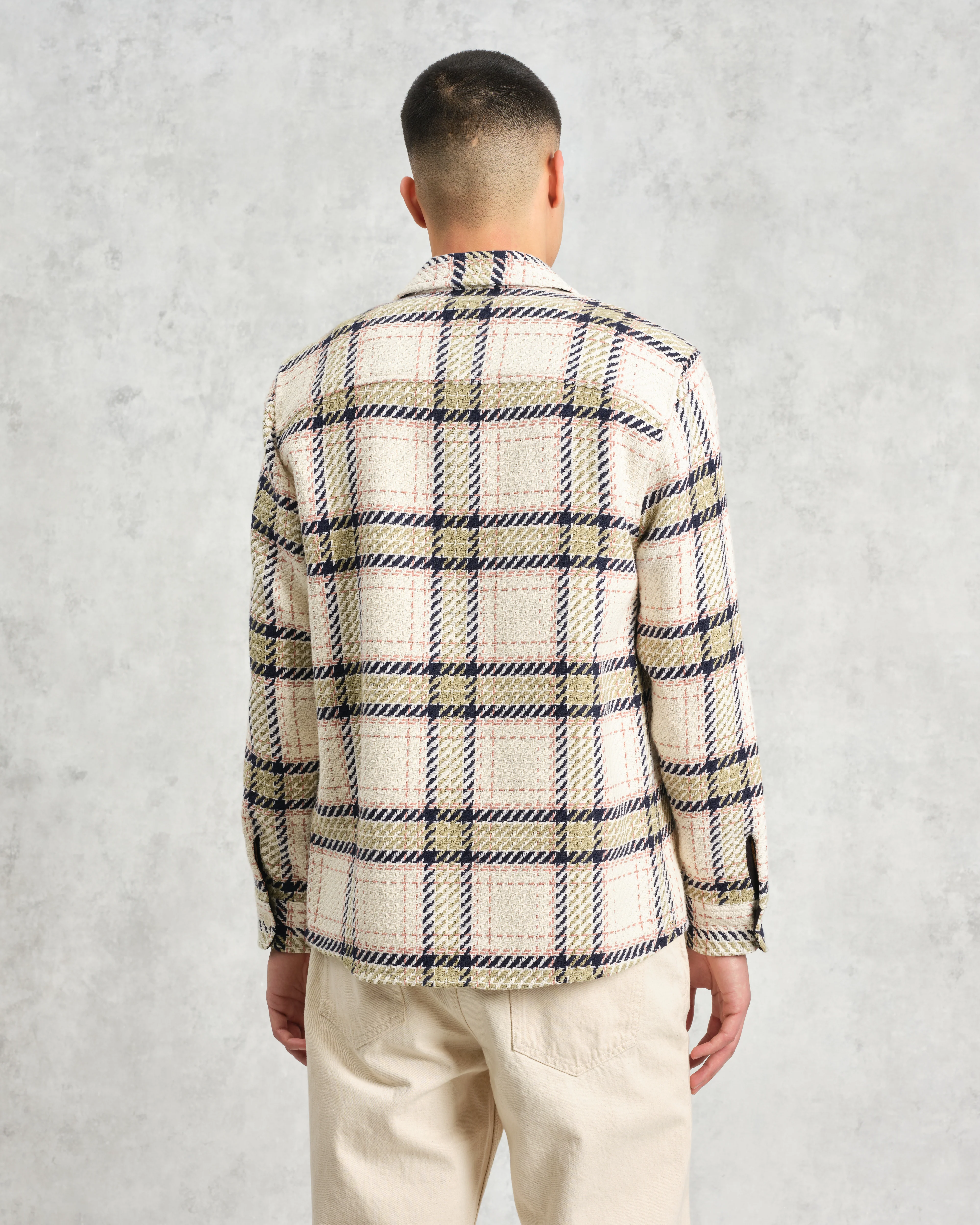 Whiting - Ecru And Sage Harp Check Overshirt - Image 7