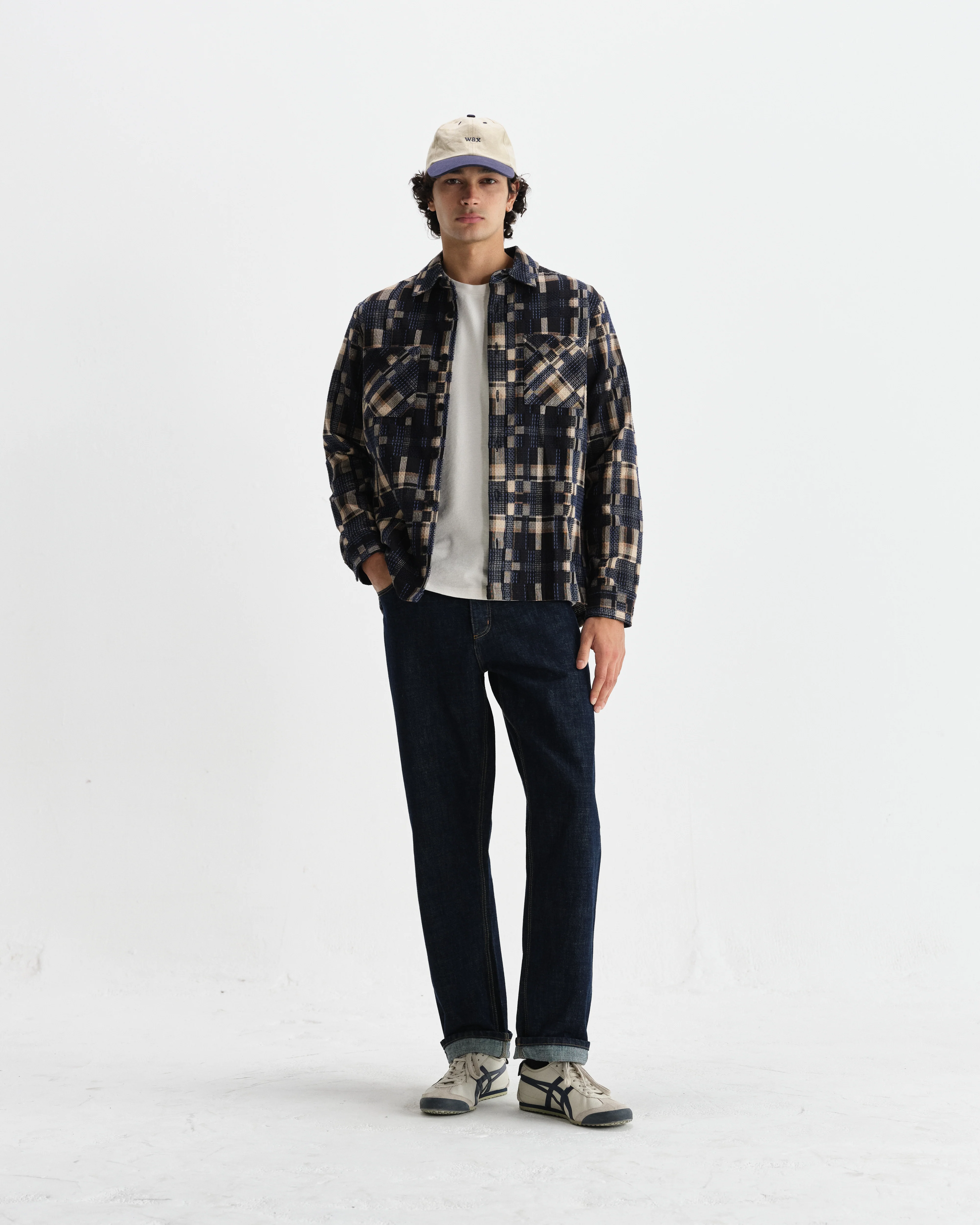 Whiting - Natural And Navy Glitch Check Overshirt - Image 5
