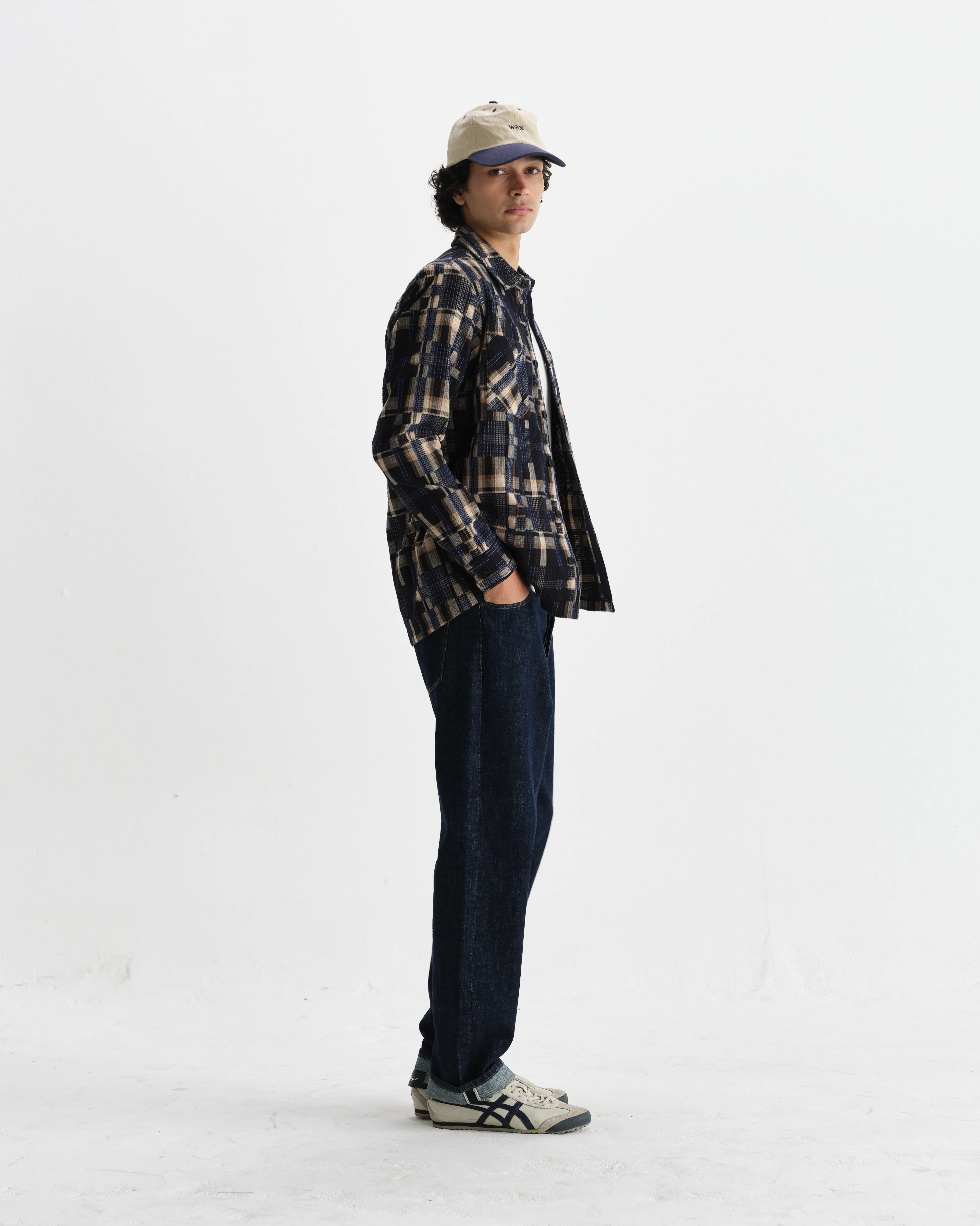 Whiting - Natural And Navy Glitch Check Overshirt - Image 6
