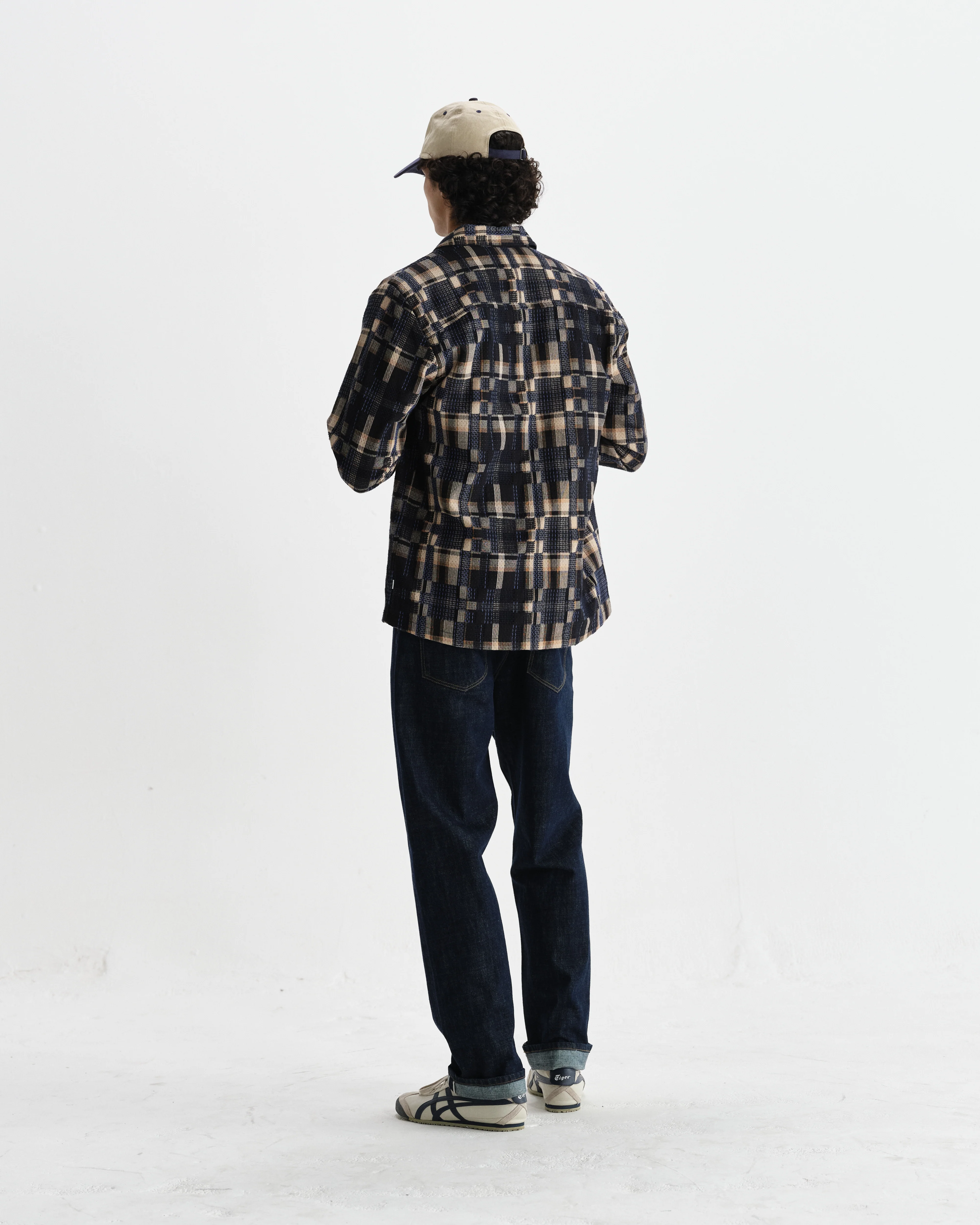 Whiting - Natural And Navy Glitch Check Overshirt - Image 7