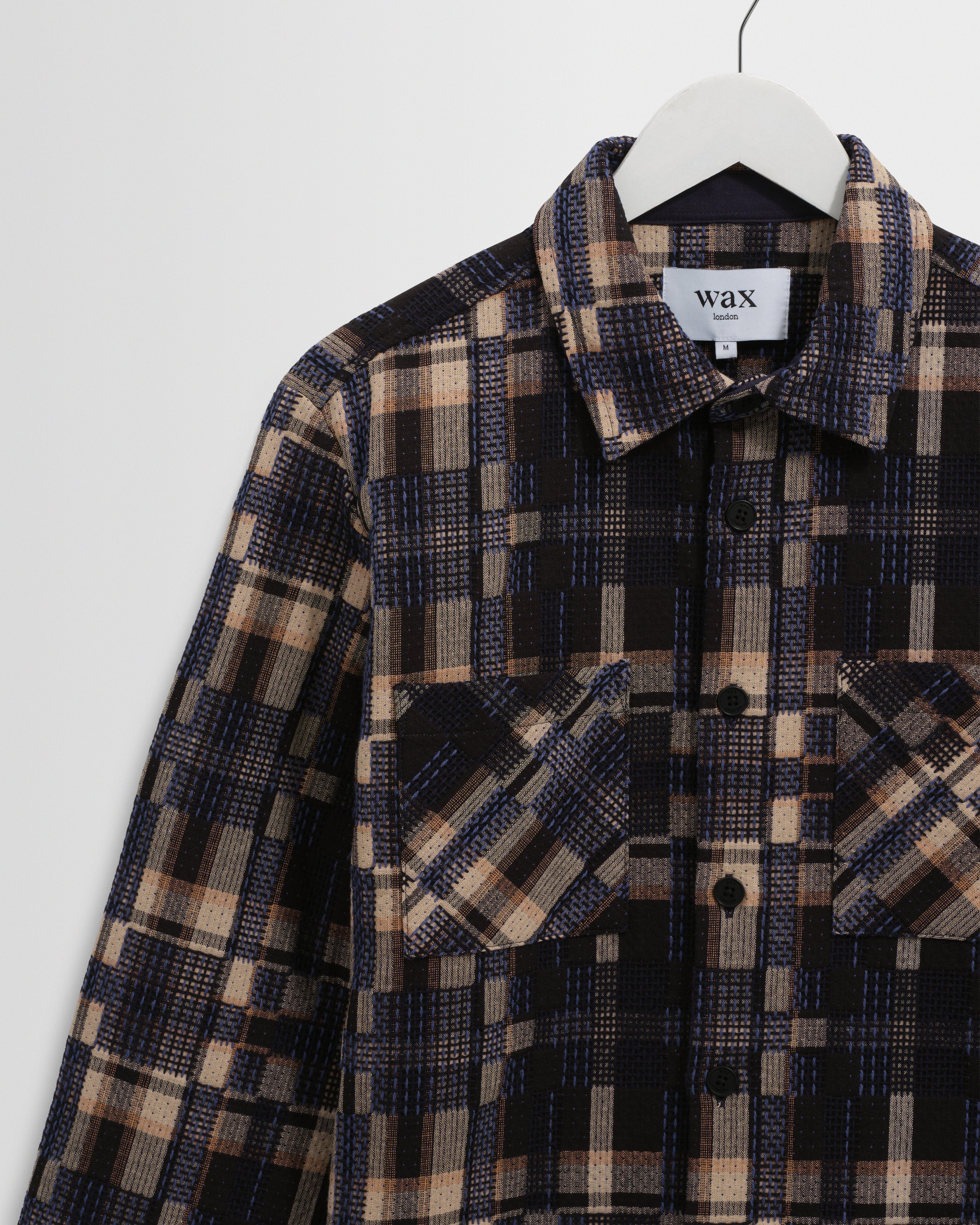 Whiting - Natural And Navy Glitch Check Overshirt - Image 8