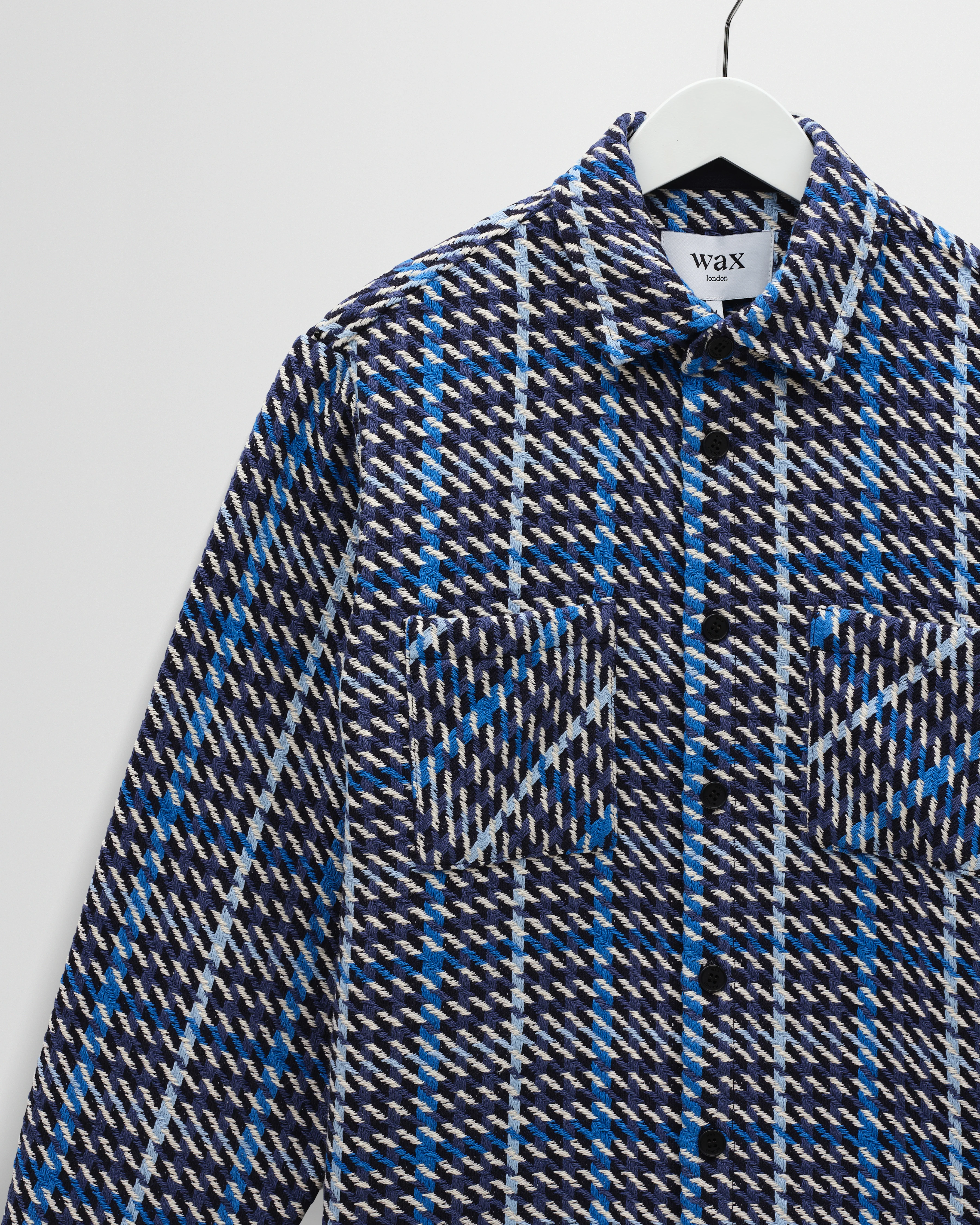 Whiting - Navy And Blue Houndstooth Weave Overshirt - Image 6