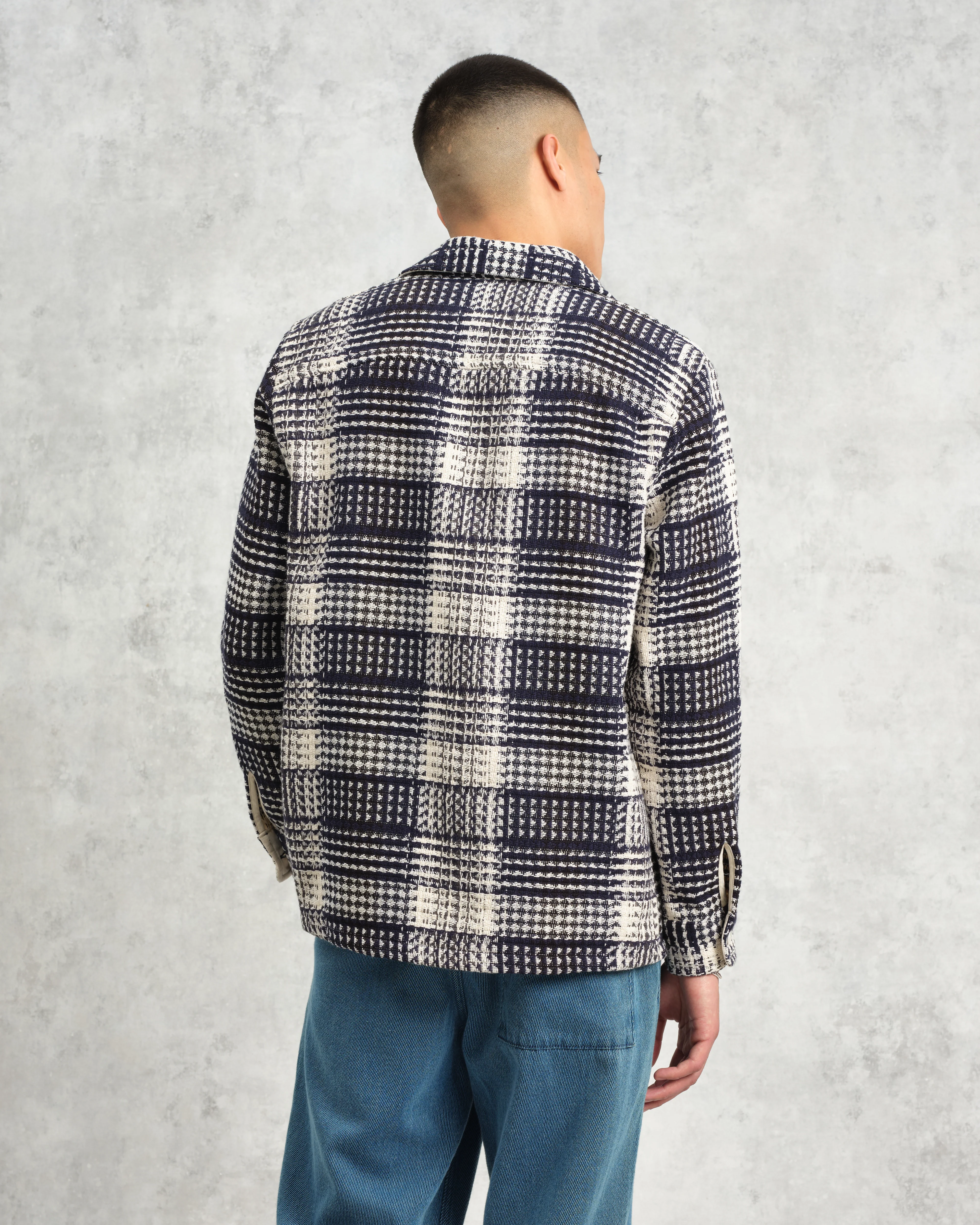 Whiting - Navy And Ecru Addle Check Overshirt - Image 8