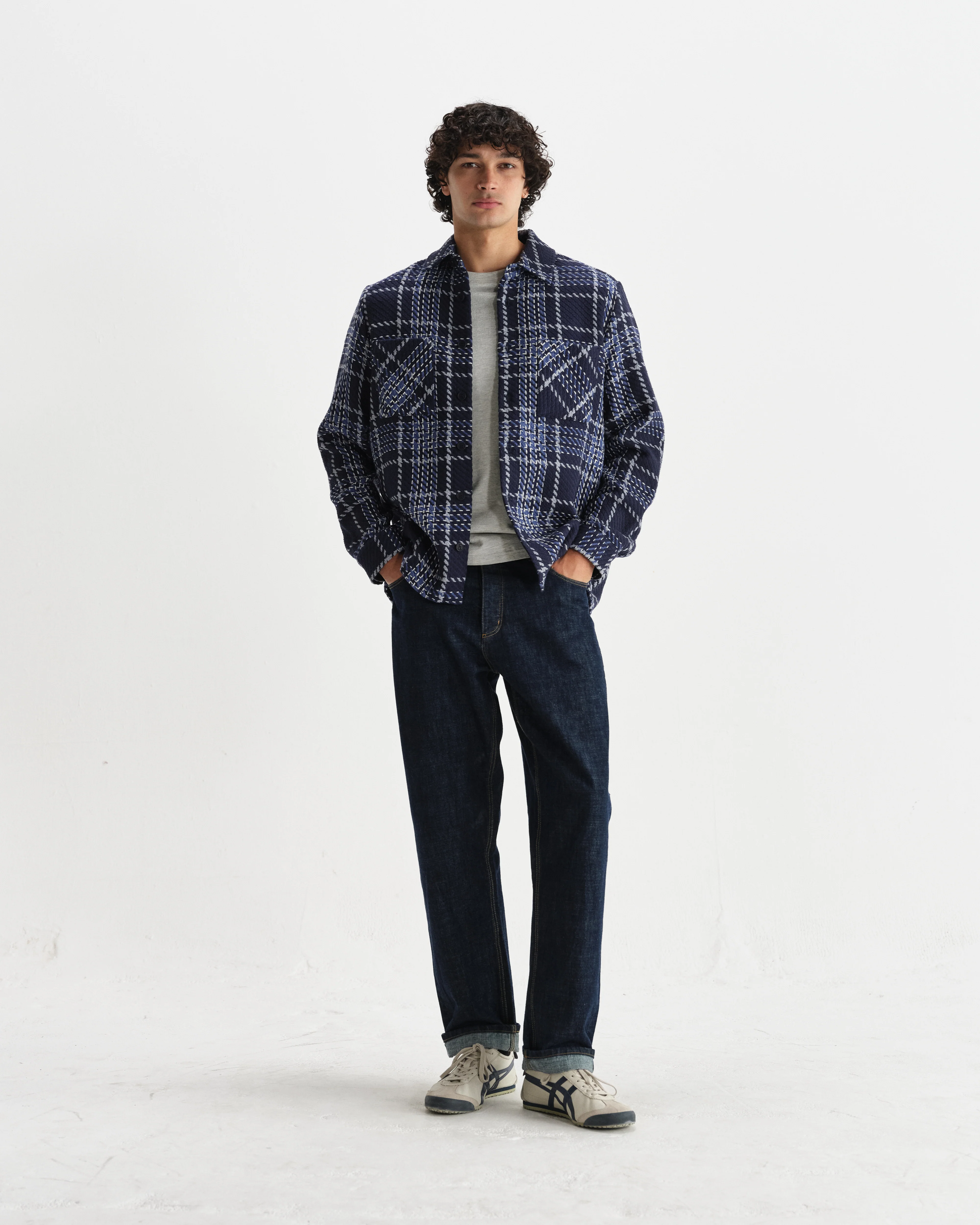Whiting - Navy And Grey Wave Check Overshirt - Image 4