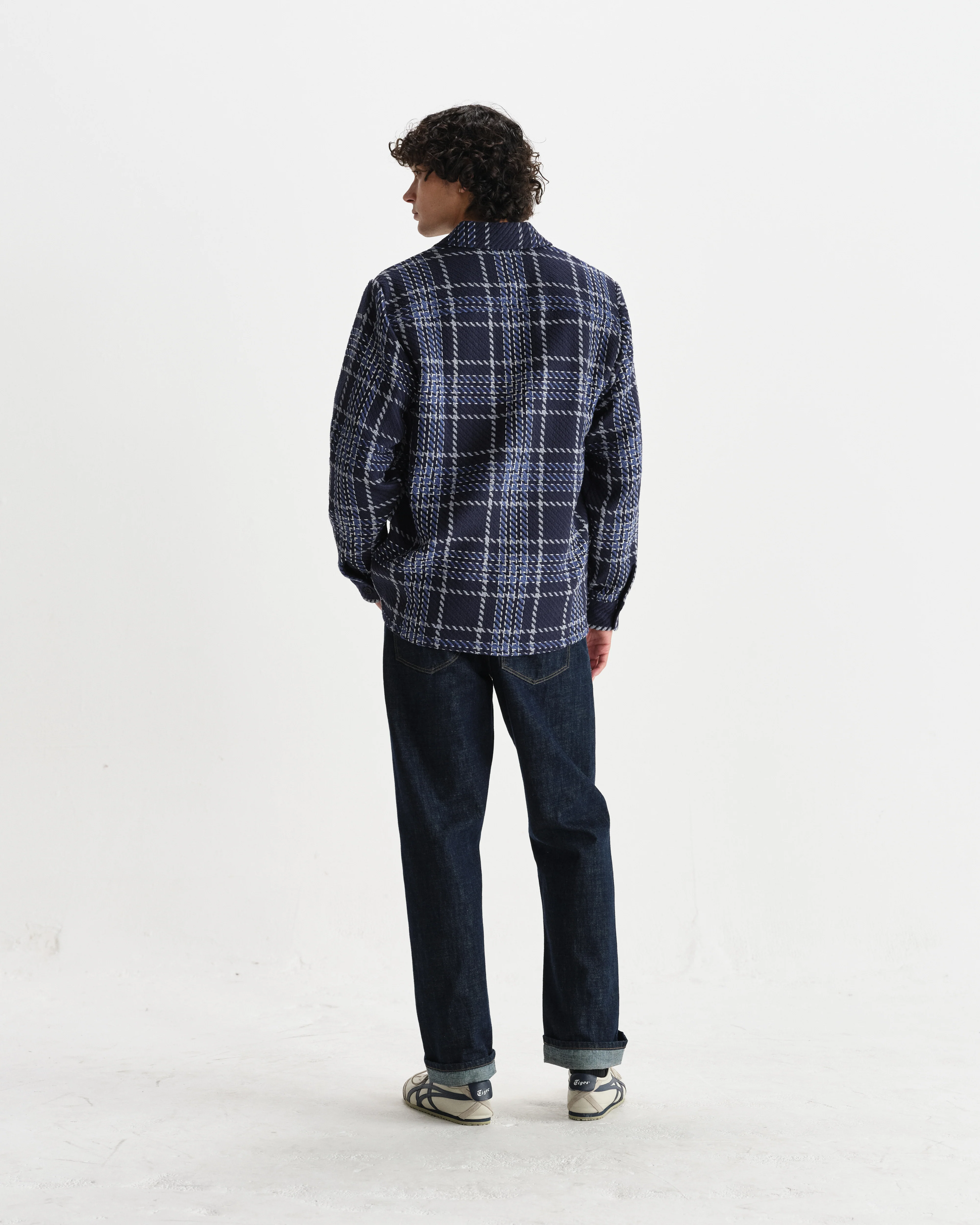 Whiting - Navy And Grey Wave Check Overshirt - Image 6