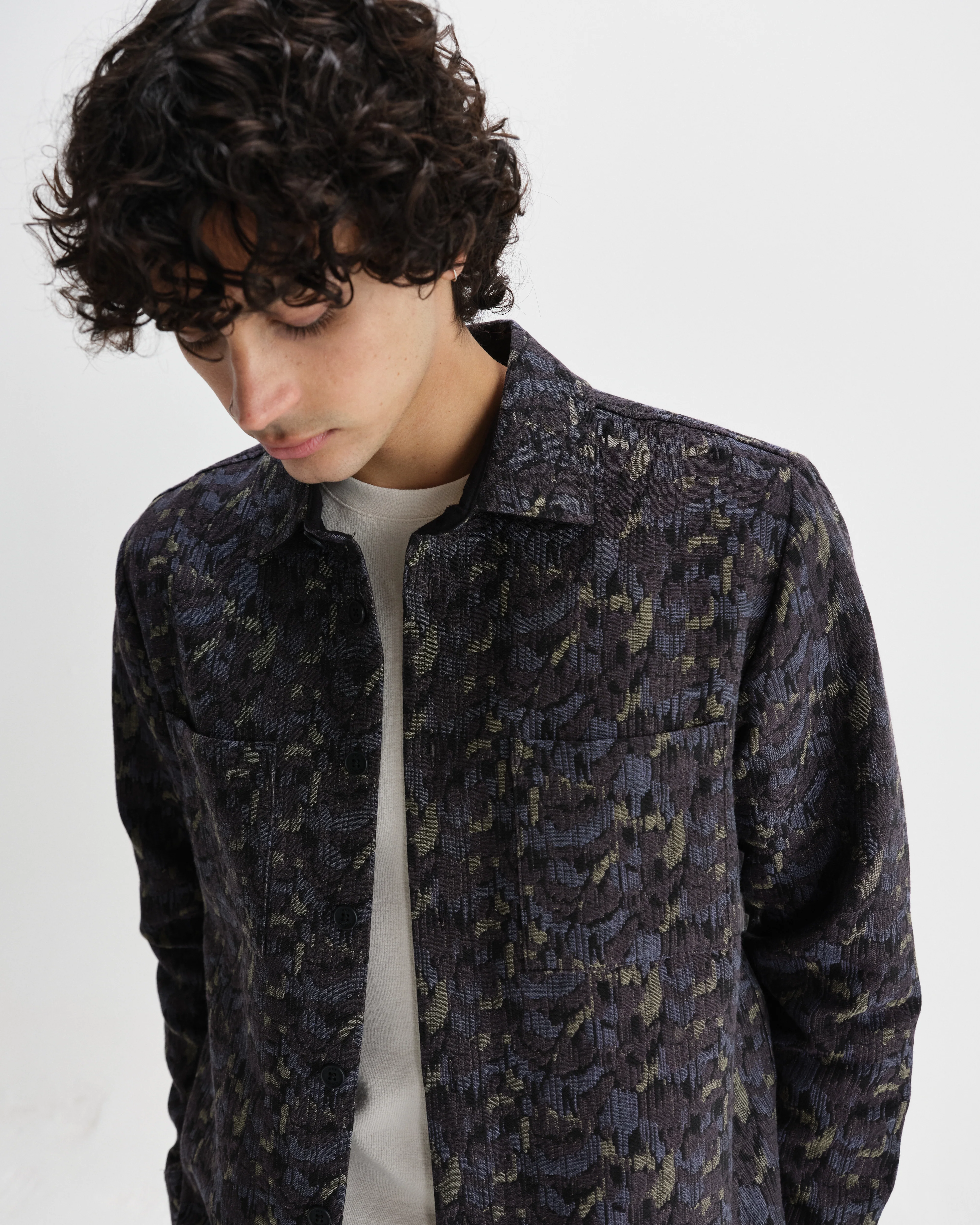 Whiting - Navy Camo Jacquard Overshirt - Image 3