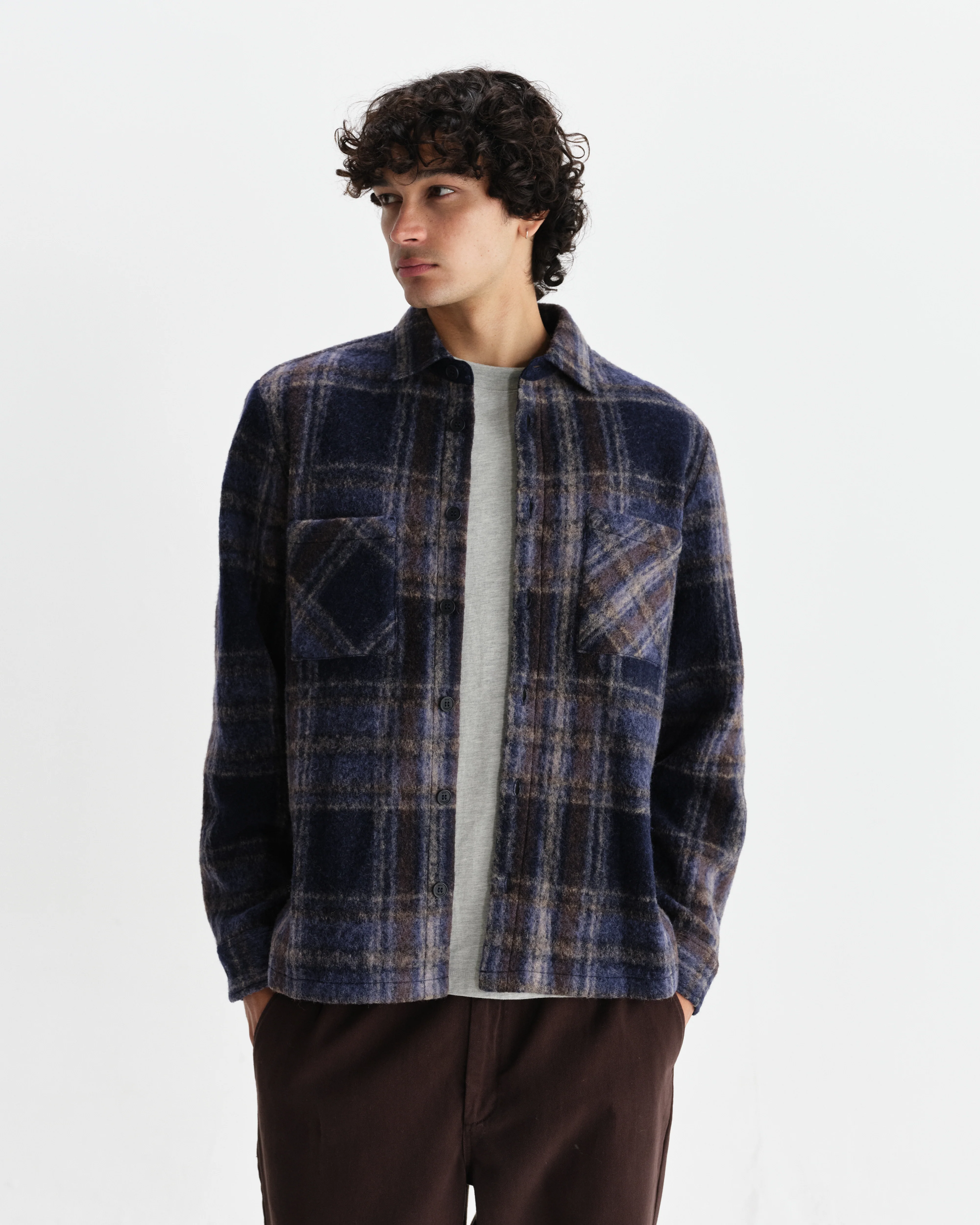 Whiting - Navy Wool Check Overshirt - Image 2
