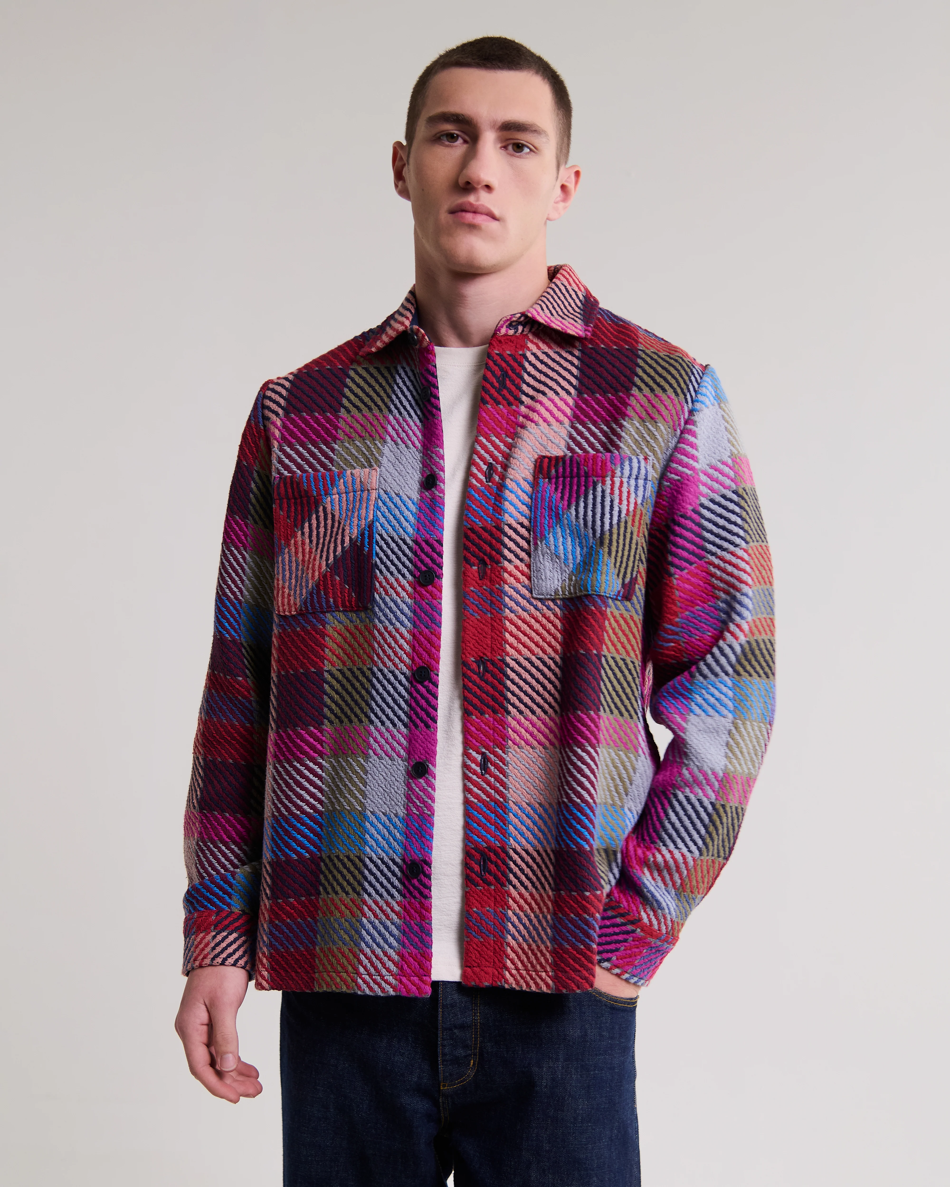 Whiting - Pink And Multicolour Pike Check Overshirt - Image 2