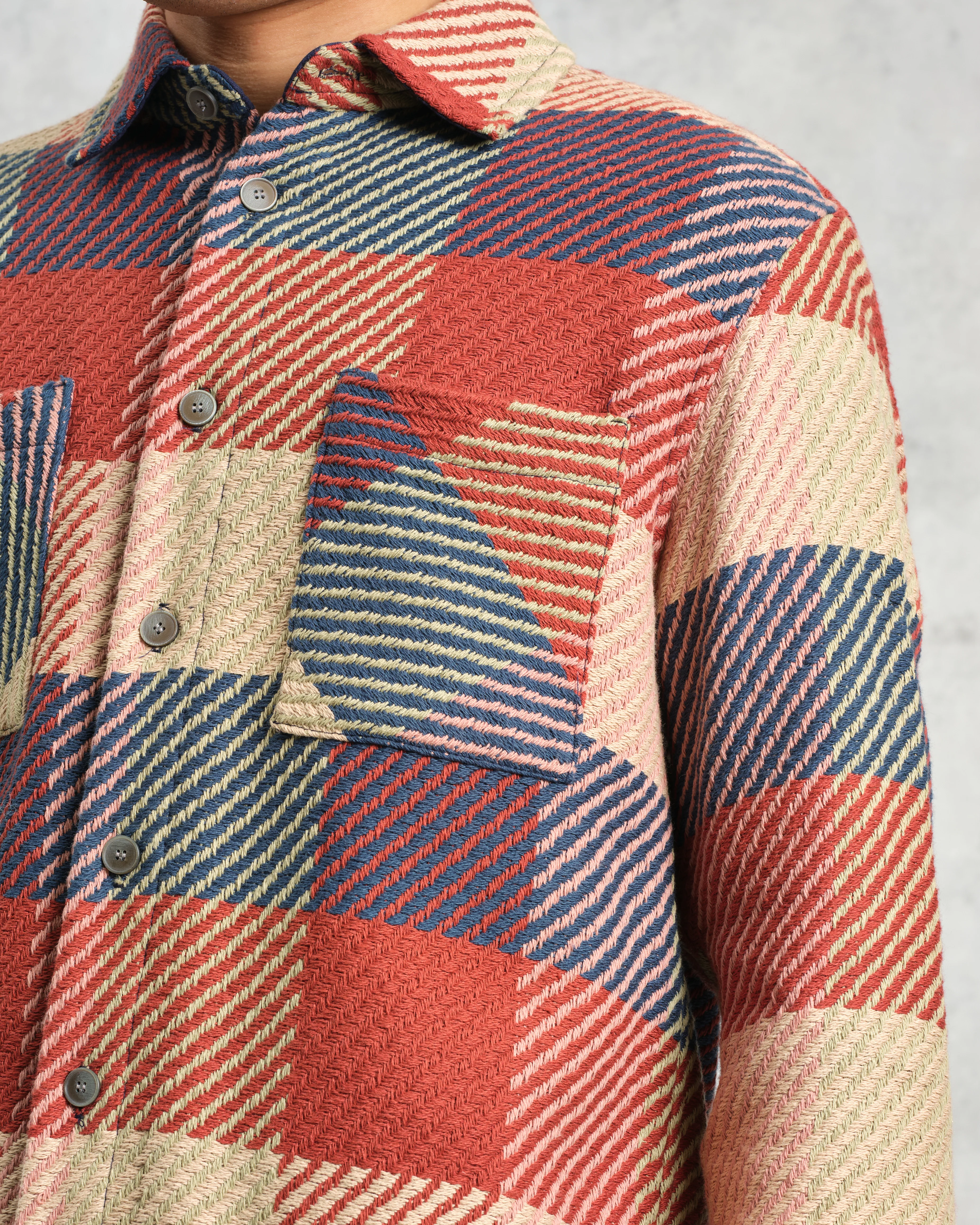 Whiting - Red And Multicolour Block Check Overshirt - Image 3