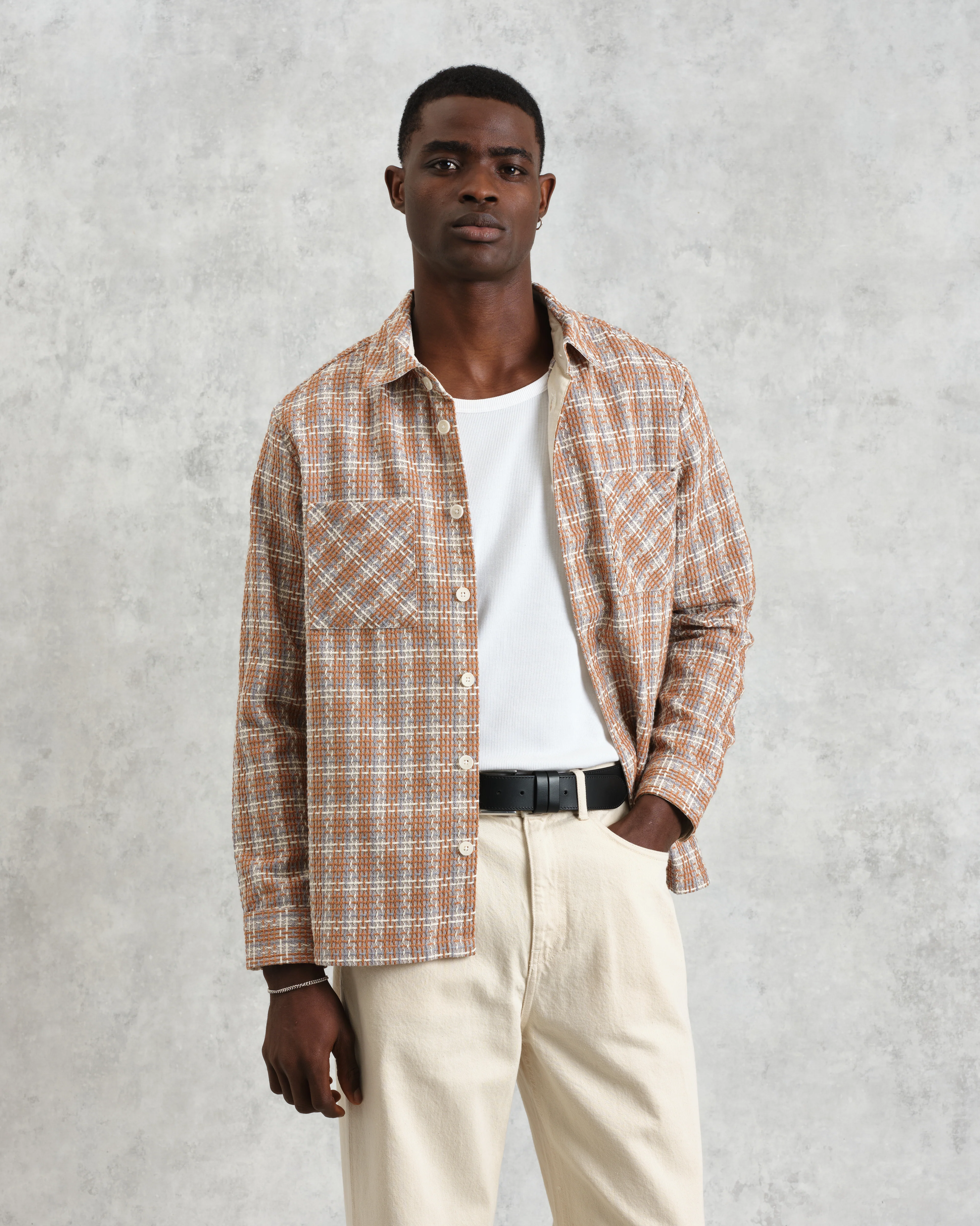 Whiting - Tan And Multicolour Ladder Check Overshirt - Image 2