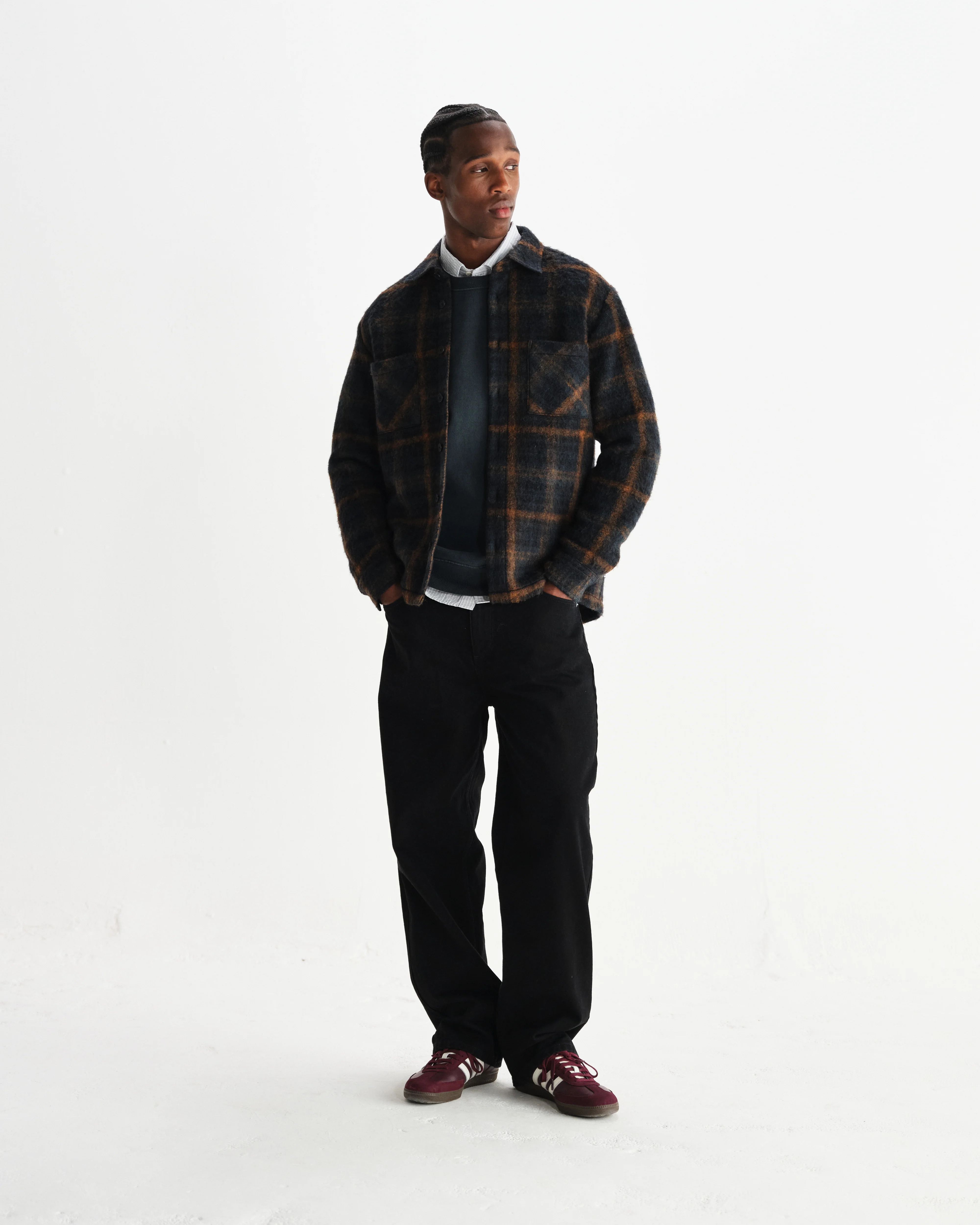 Whiting - Teal And Orange Drawn Check Wool Overshirt - Image 4