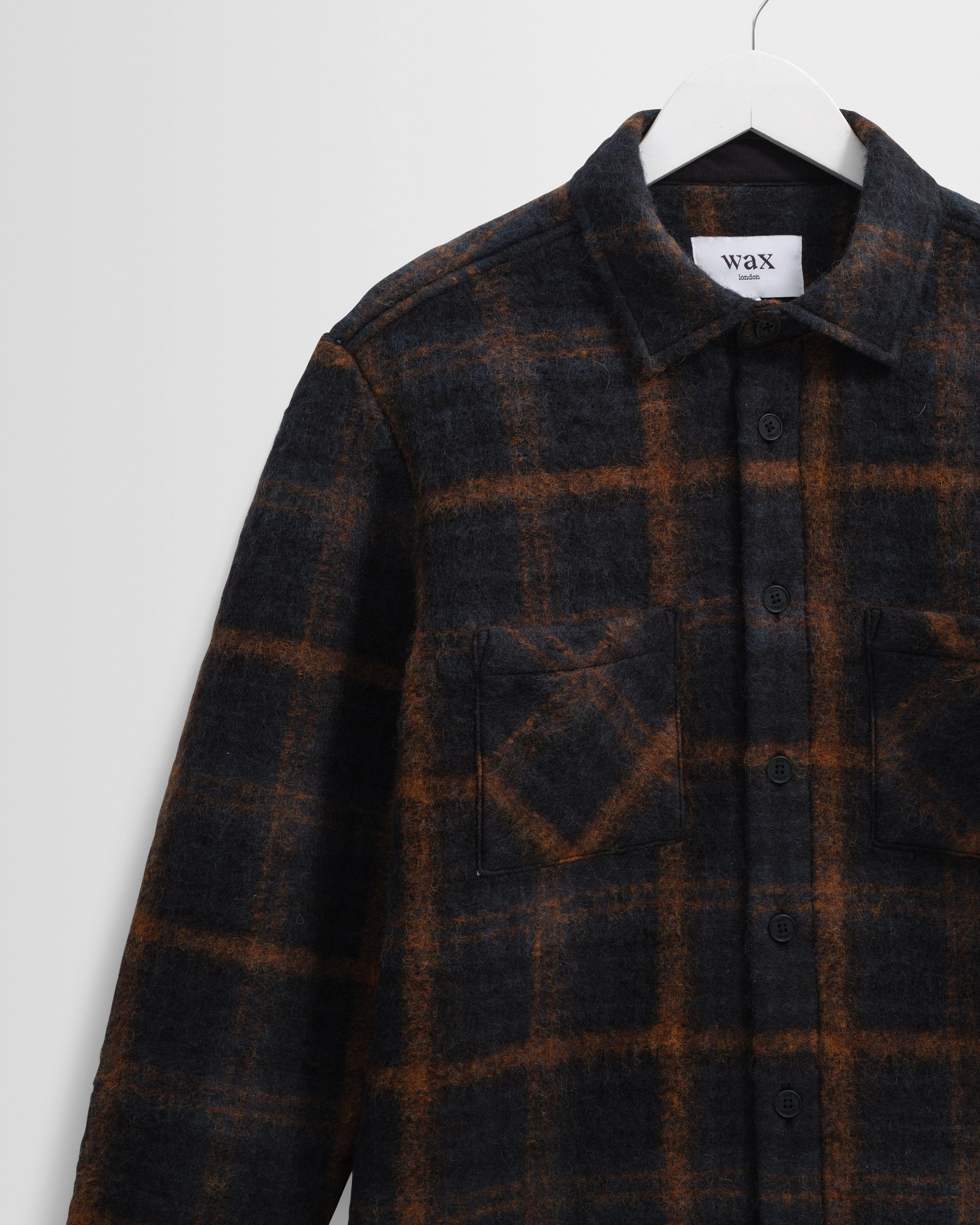 Whiting - Teal And Orange Drawn Check Wool Overshirt - Image 7