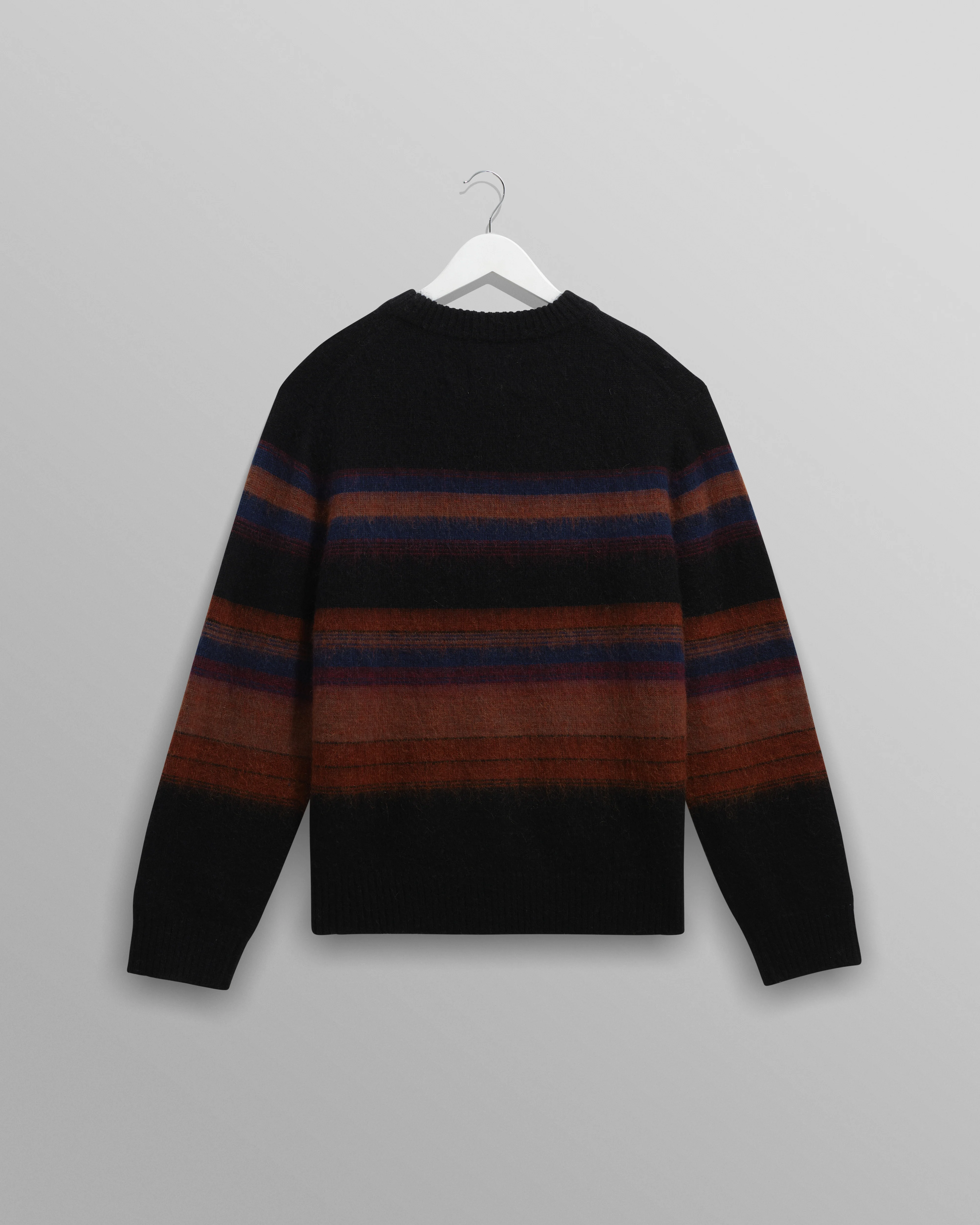 Wilde - Black And Dark Multicolour Brush Stripe Wool Crewneck - Image 8
