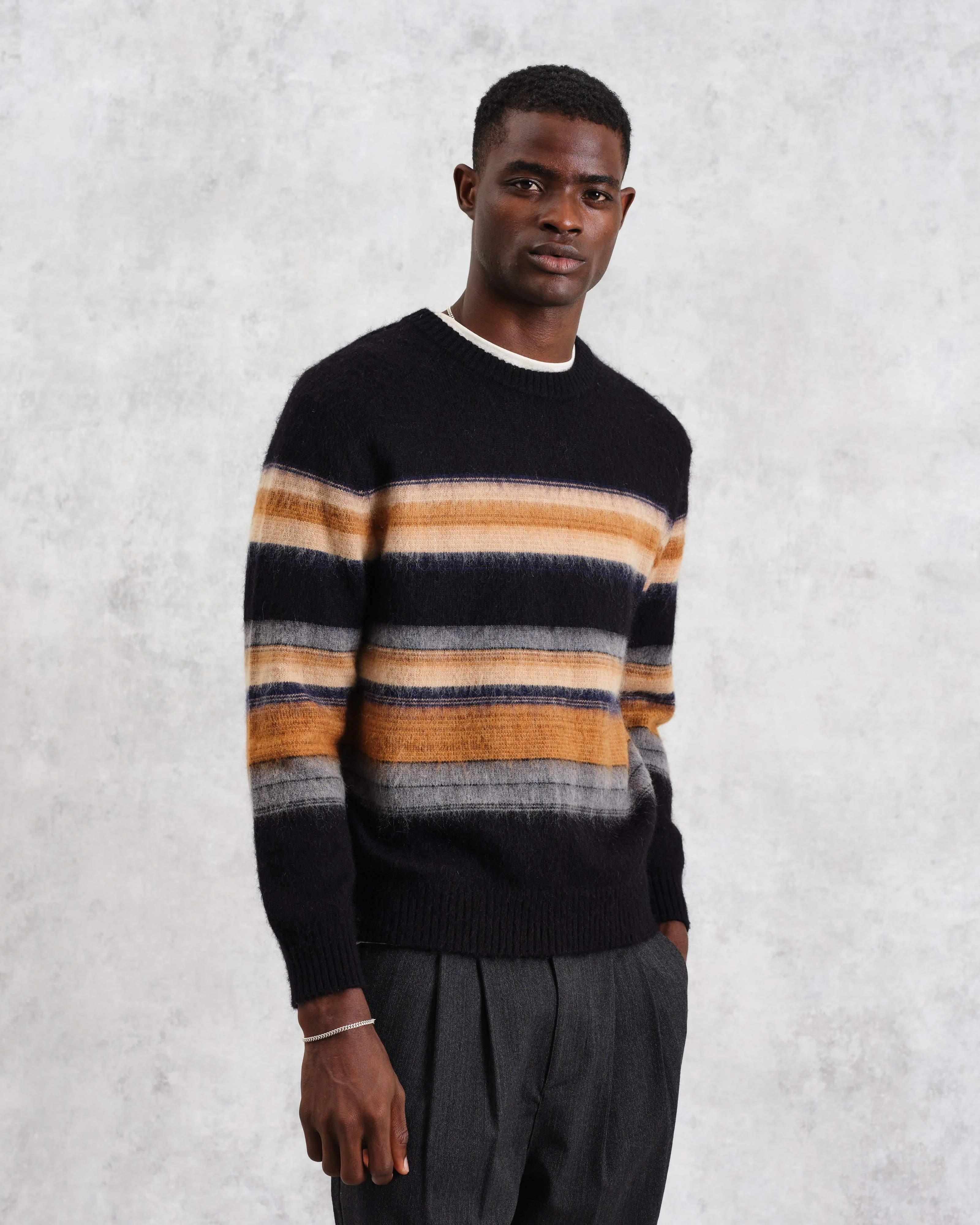 Wilde - Black Brush Stripe Wool Jumper - Image 2