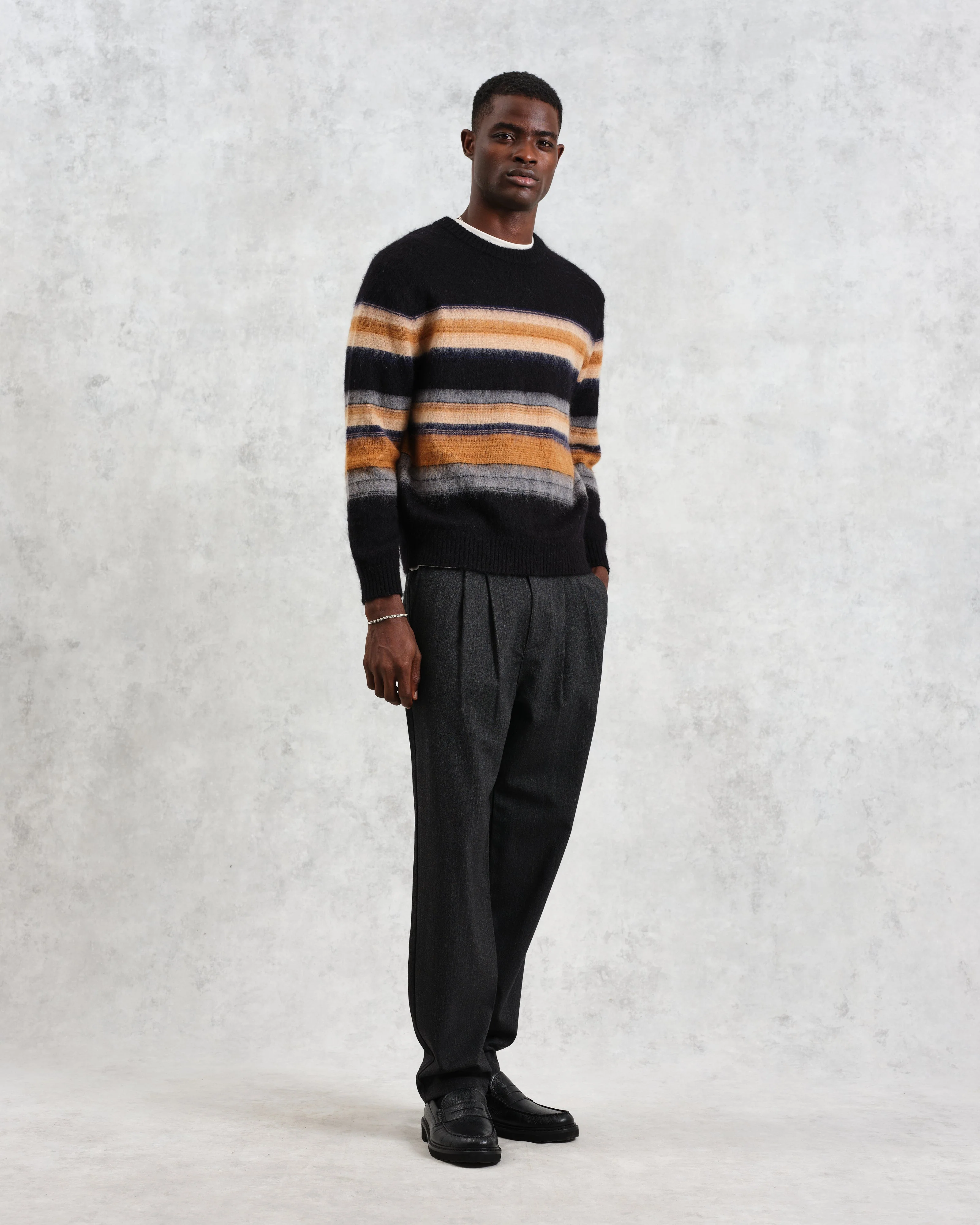 Wilde - Black Brush Stripe Wool Jumper - Image 4
