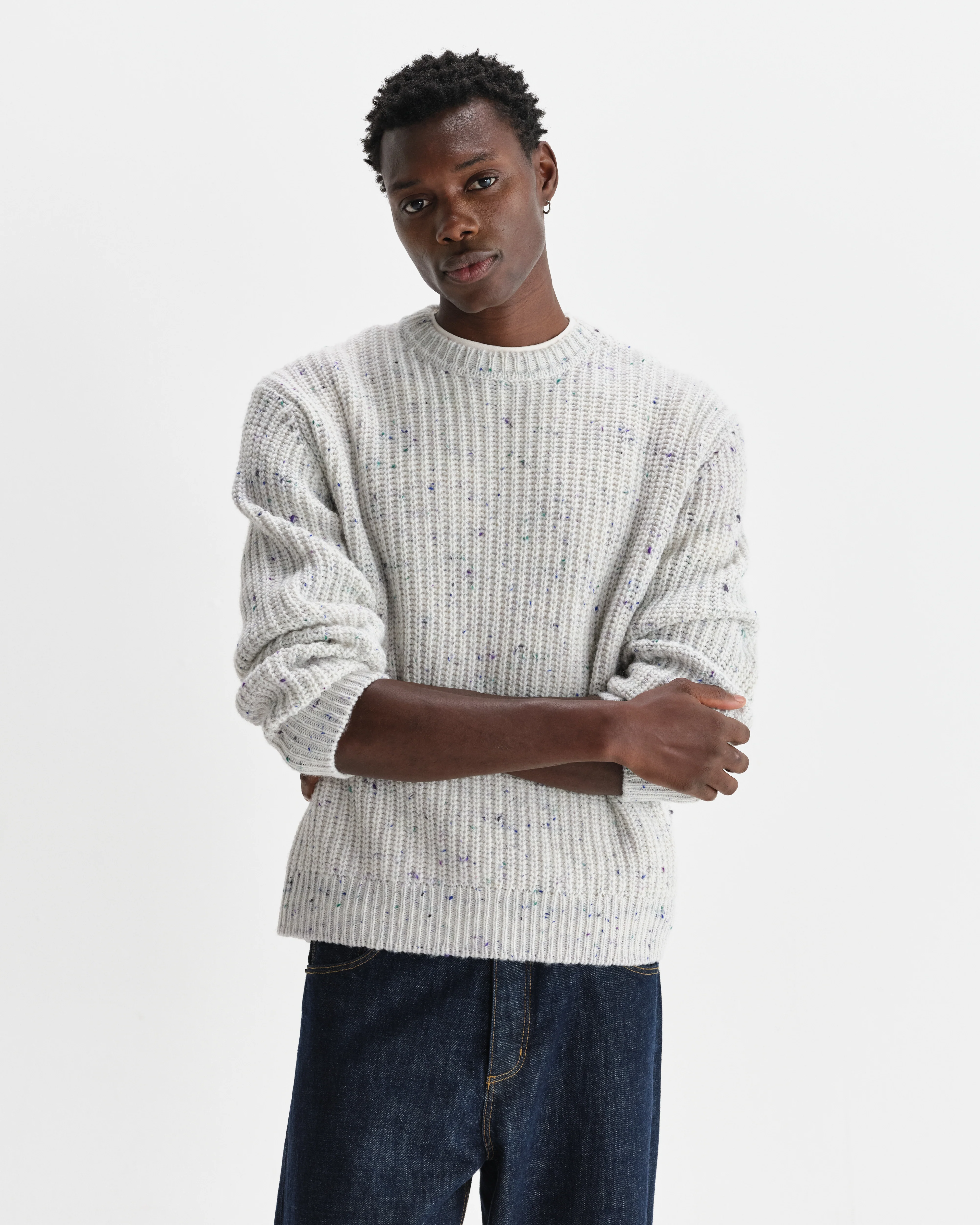 Wilde - Multicolour Fleck Ribbed Chunky Wool Crewneck - Image 2