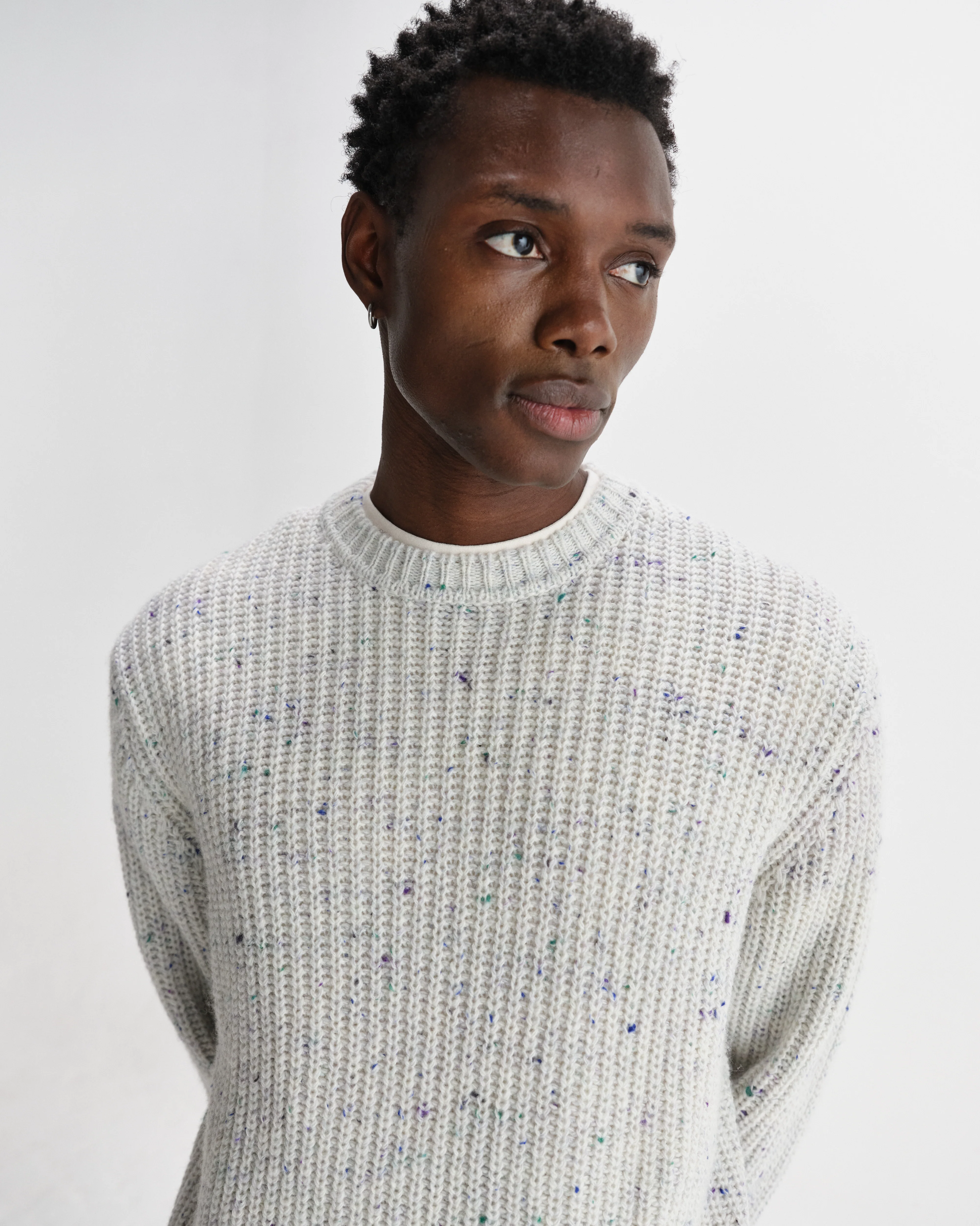 Wilde - Multicolour Fleck Ribbed Chunky Wool Crewneck - Image 3