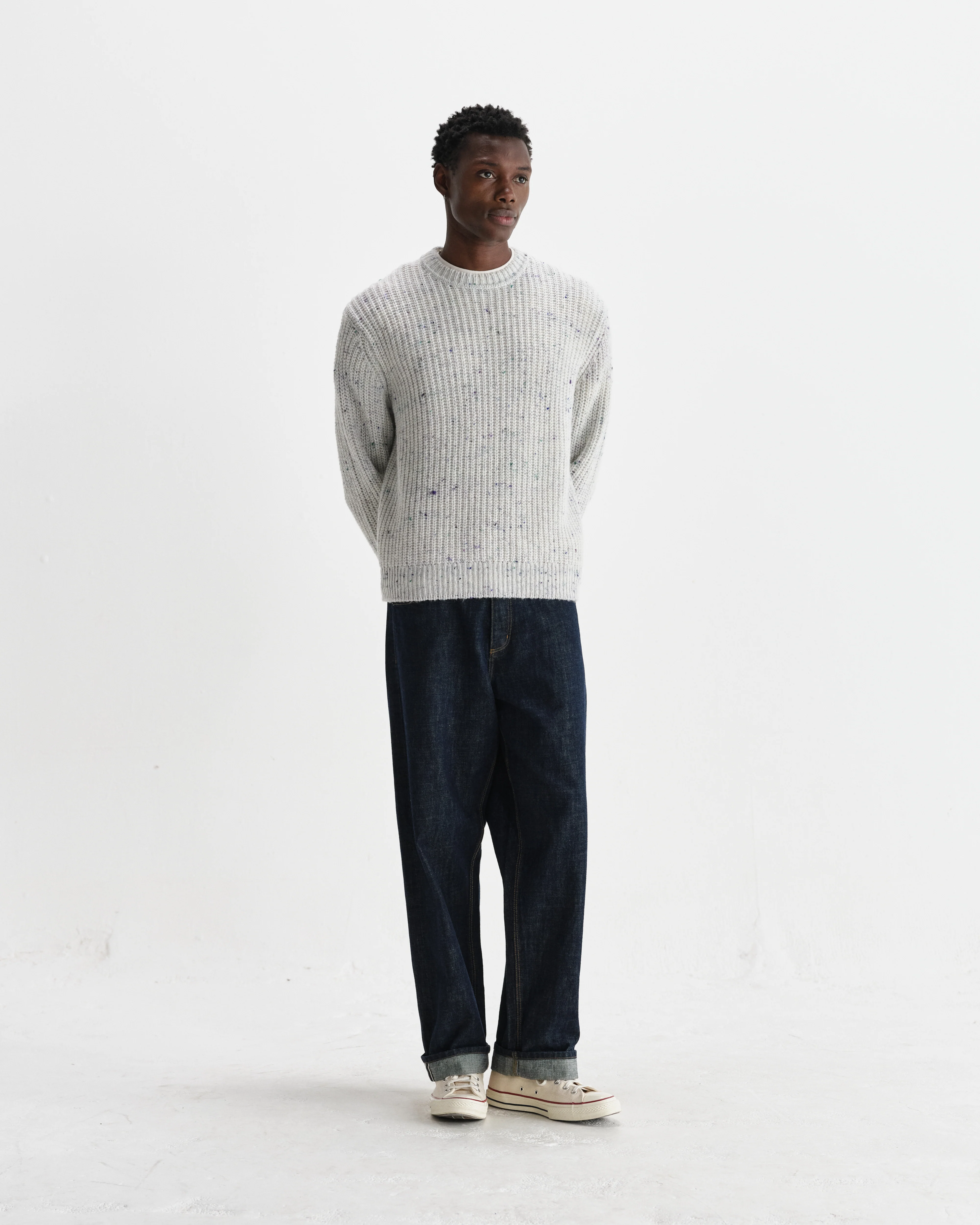 Wilde - Multicolour Fleck Ribbed Chunky Wool Crewneck - Image 4