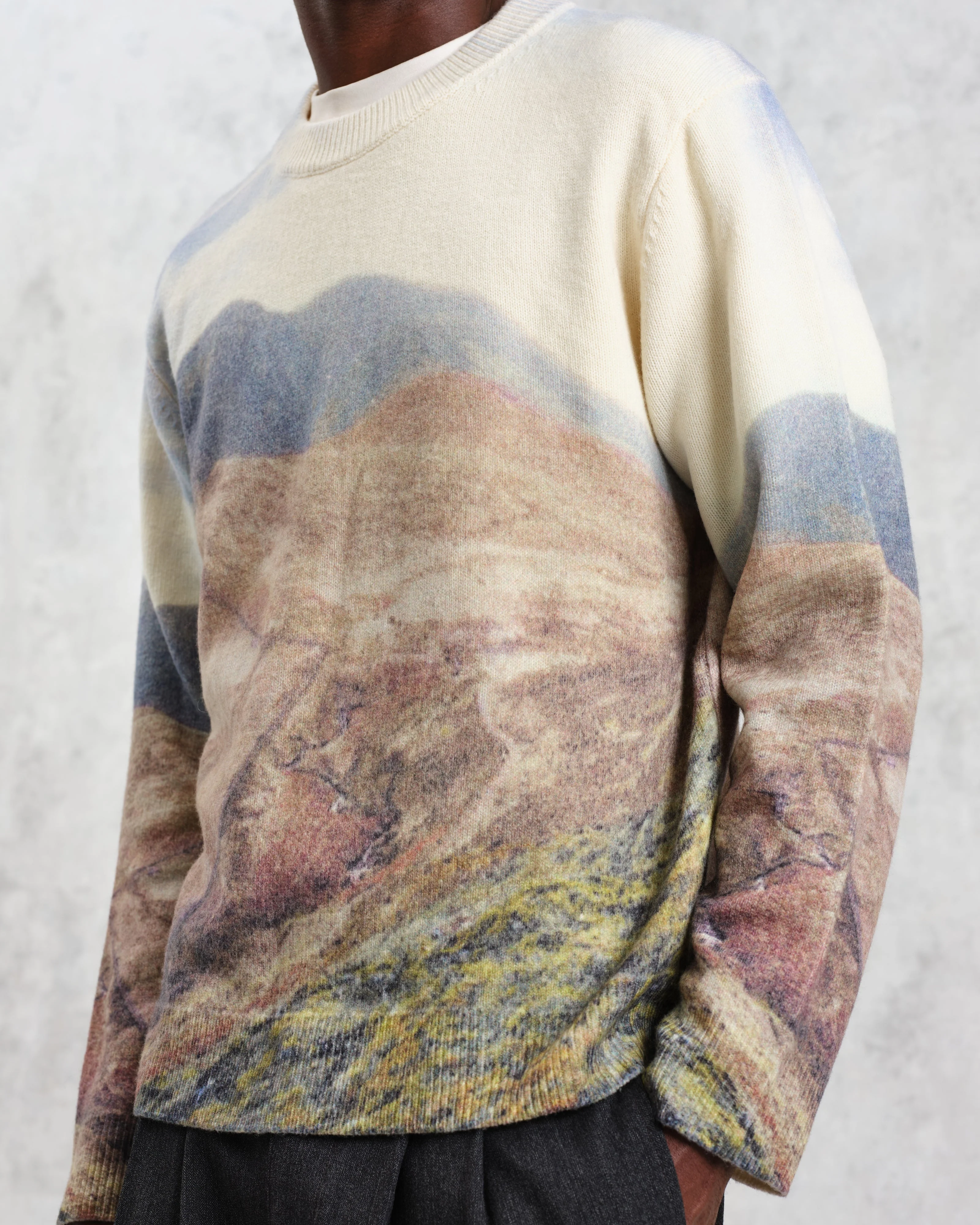 Wilde - Natural Landscape Print Wool Jumper - Image 3