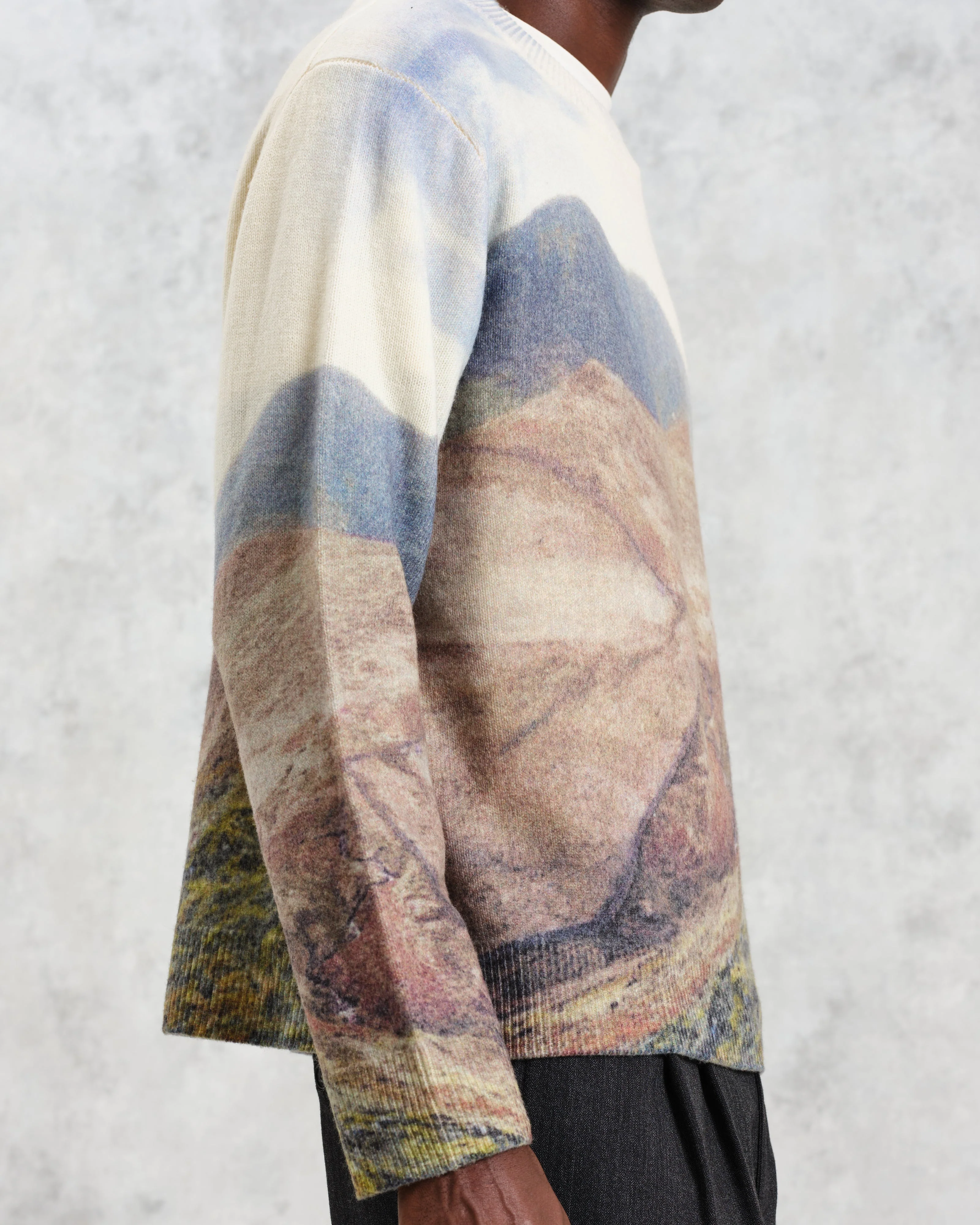 Wilde - Natural Landscape Print Wool Jumper - Image 4