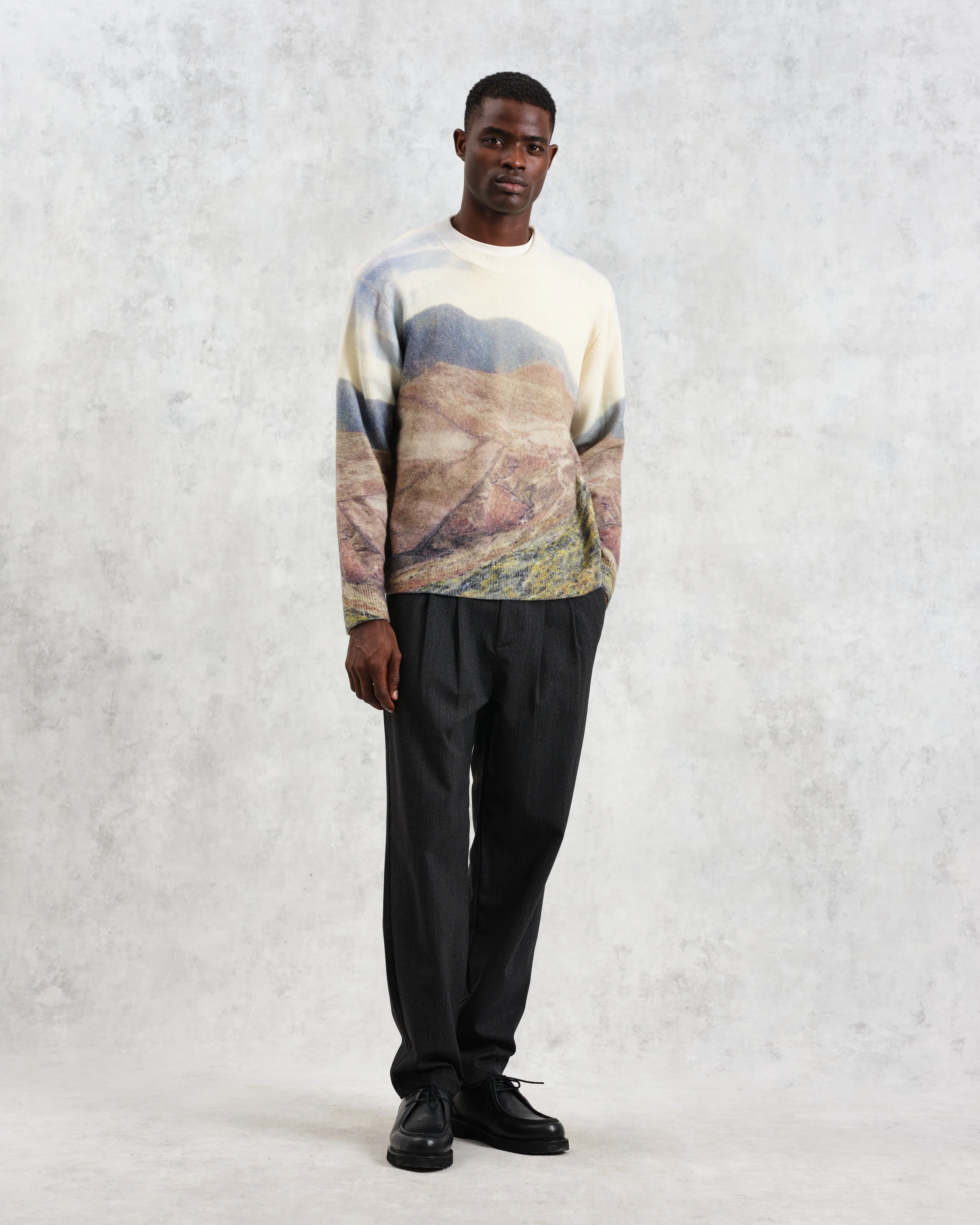 Wilde - Natural Landscape Print Wool Jumper - Image 5
