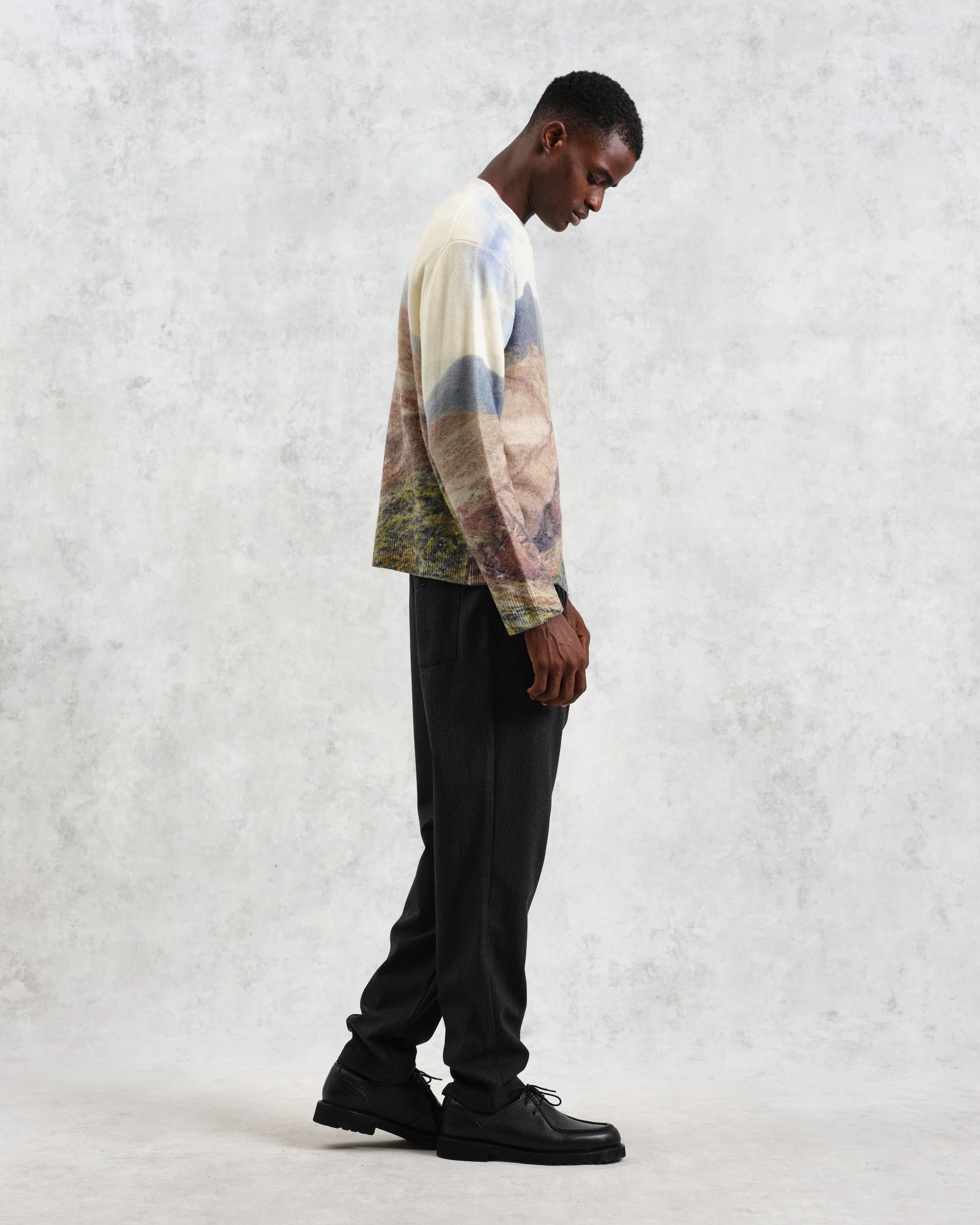 Wilde - Natural Landscape Print Wool Jumper - Image 6