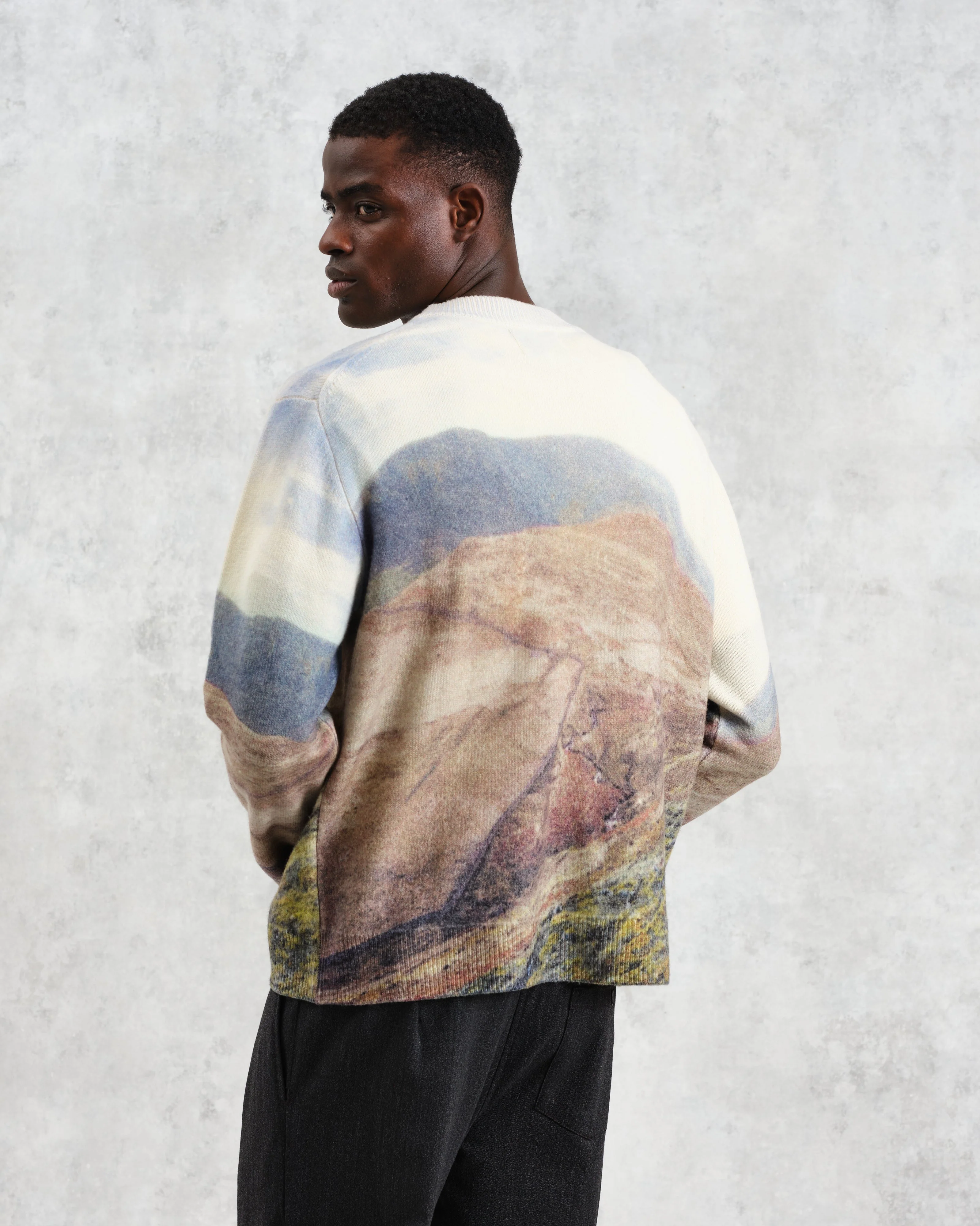 Wilde - Natural Landscape Print Wool Jumper - Image 8